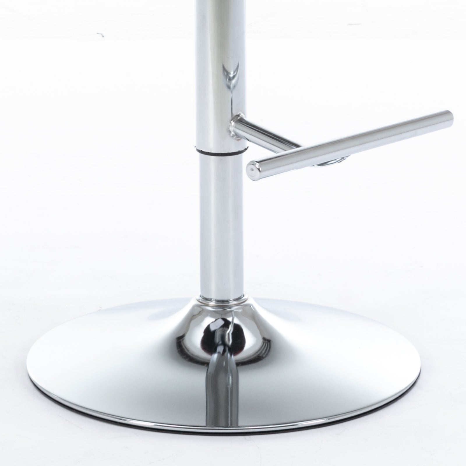 Adjustable chrome bar stool base with footrest