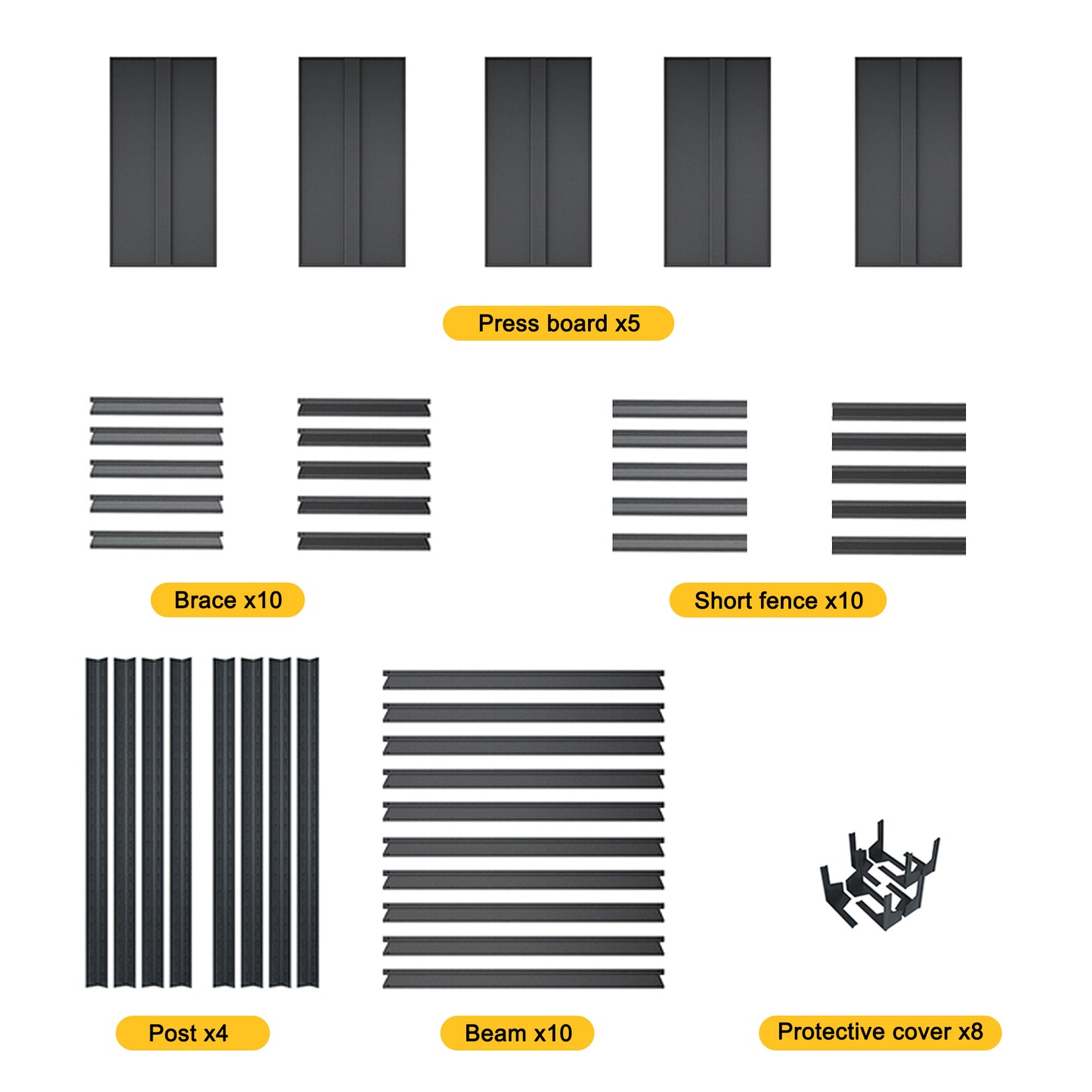 Set of  dark gray press boards with textured finish