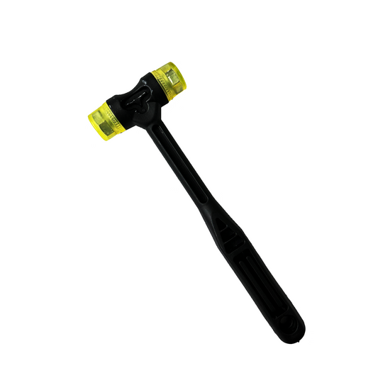 Black rubber mallet with yellow insert