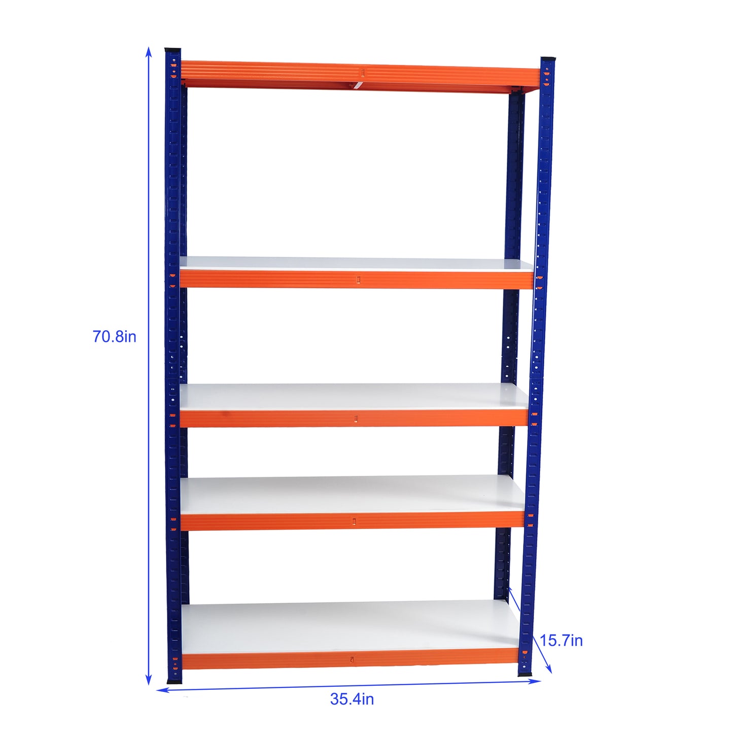 Blue and orange tier heavy duty shelving unit  high perfect for garage storage