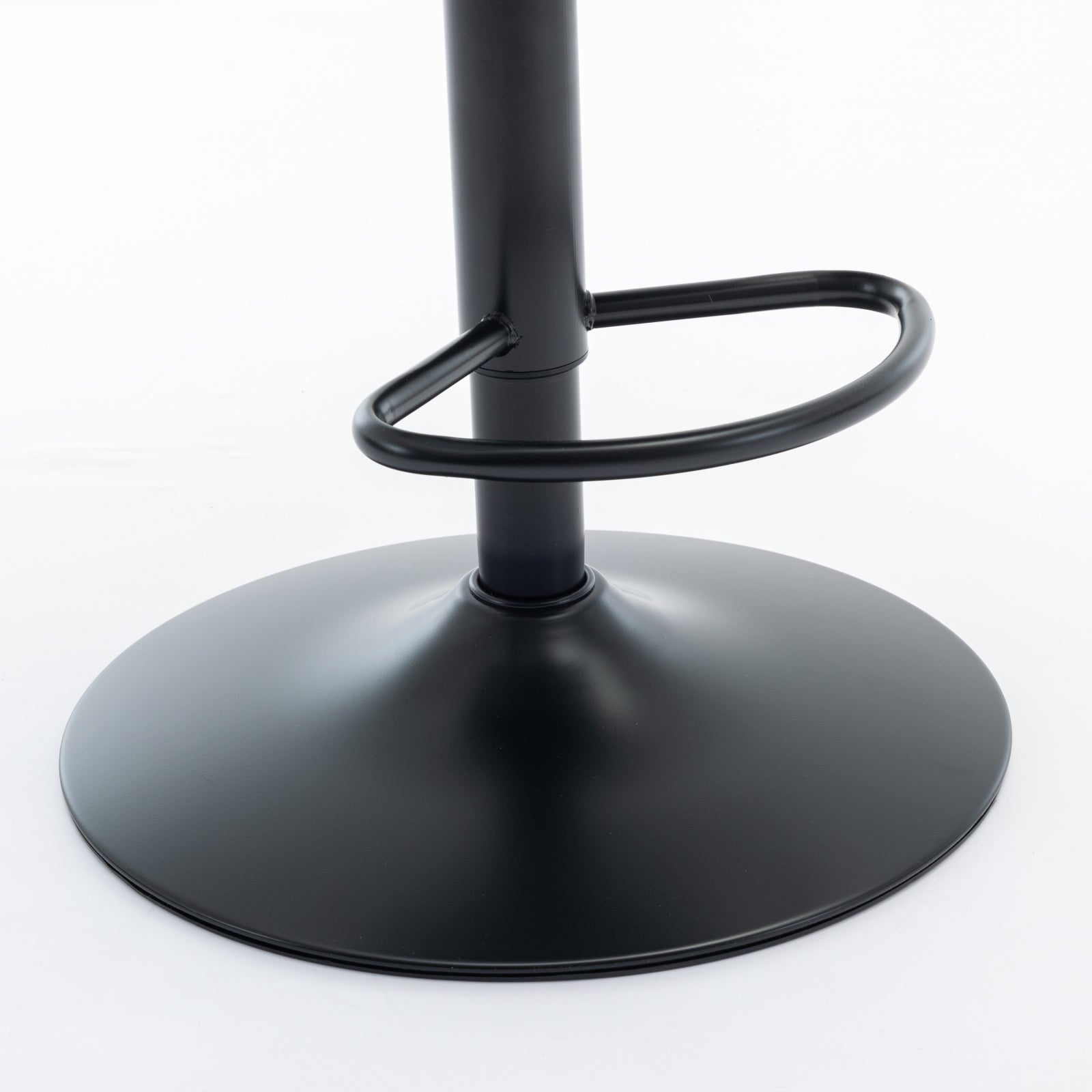 Black metal bar stool base with circular footrest and adjustable height column