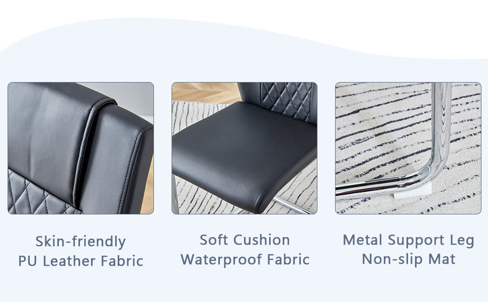 Closeup of diamondstitched black PU leather fabric on a chair backrest