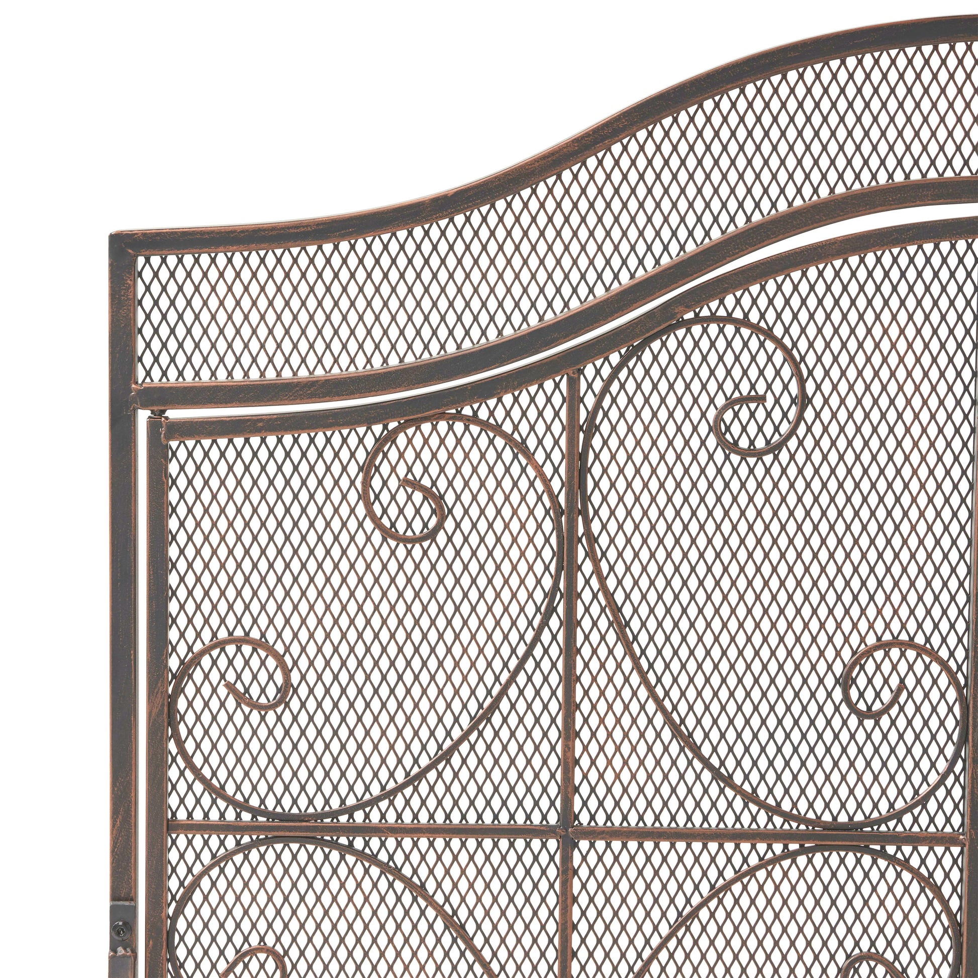 Bronze wrought iron garden gate with ornate scrolling