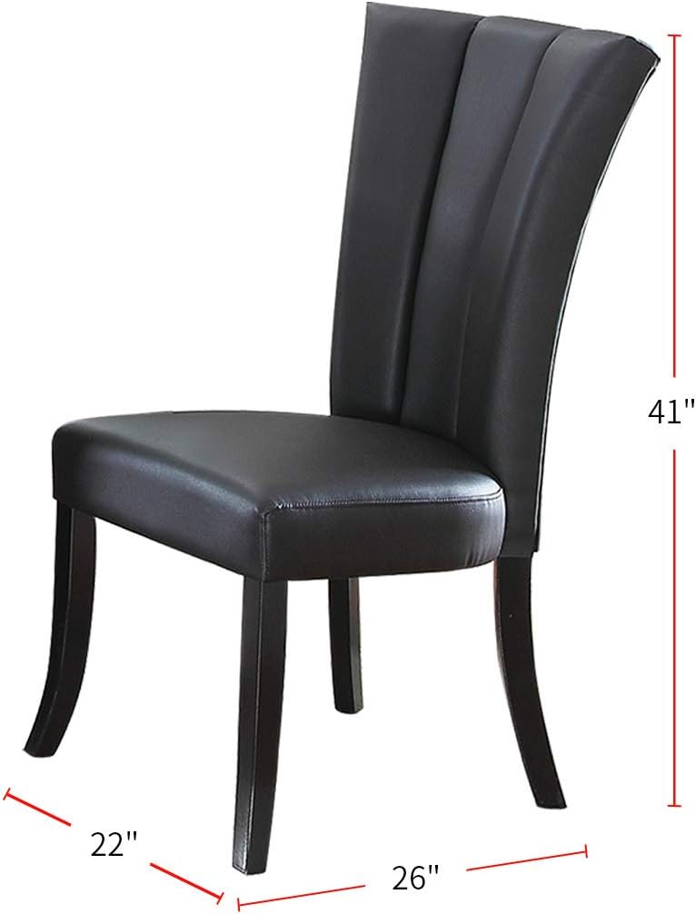 Black upholstered dining chair with curved back