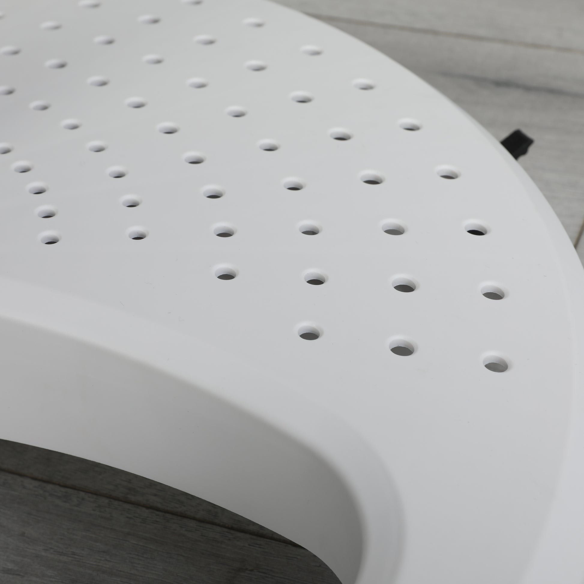 White perforated ironing board cover with steam vents