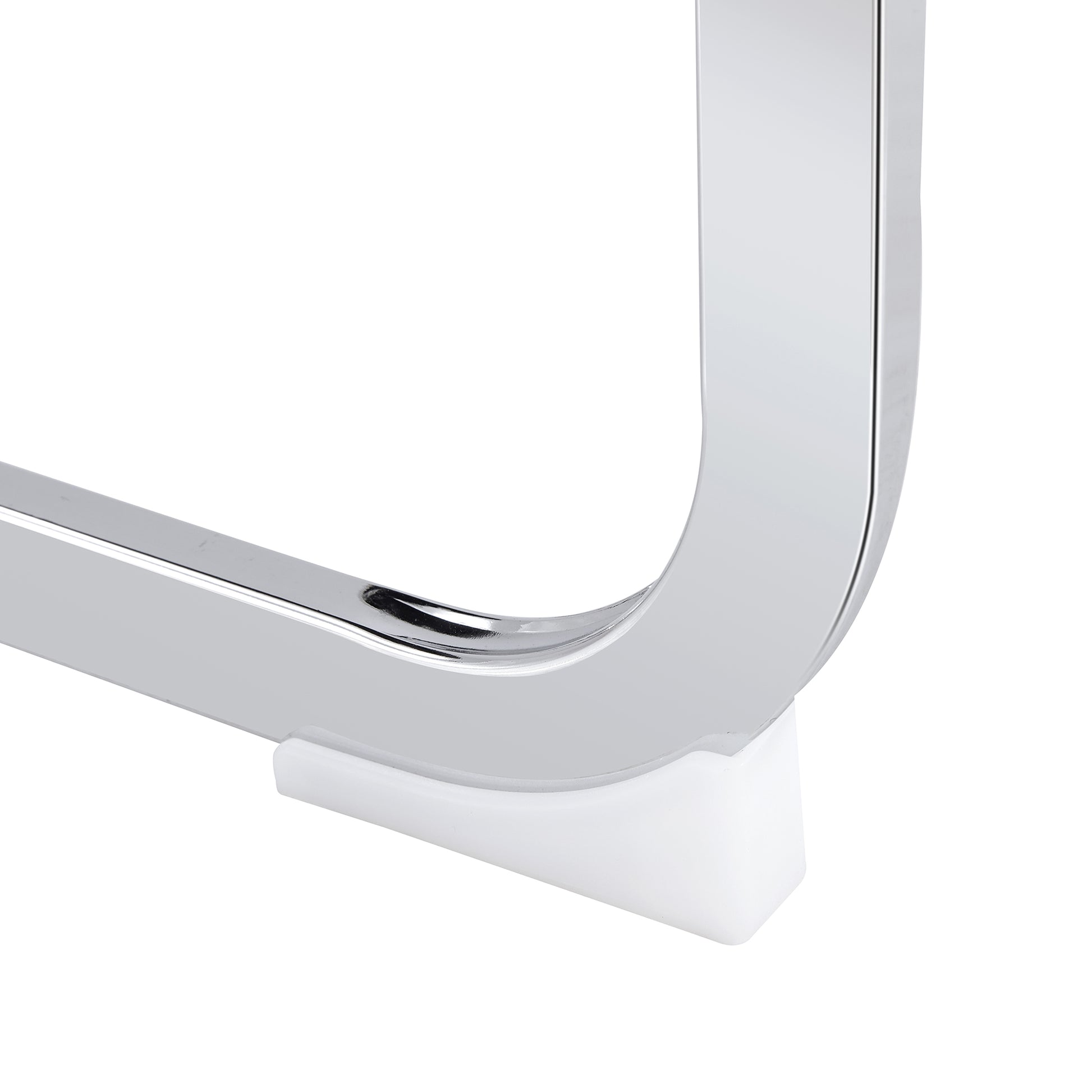 Polished chrome Ushaped furniture leg with white protective foot