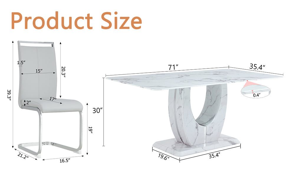 White faux leather dining chair with chrome cantilever base and dimensions