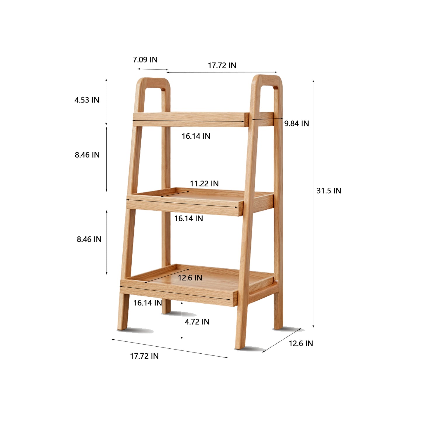 Bamboo ladder shelf with  tiers for modern home decor