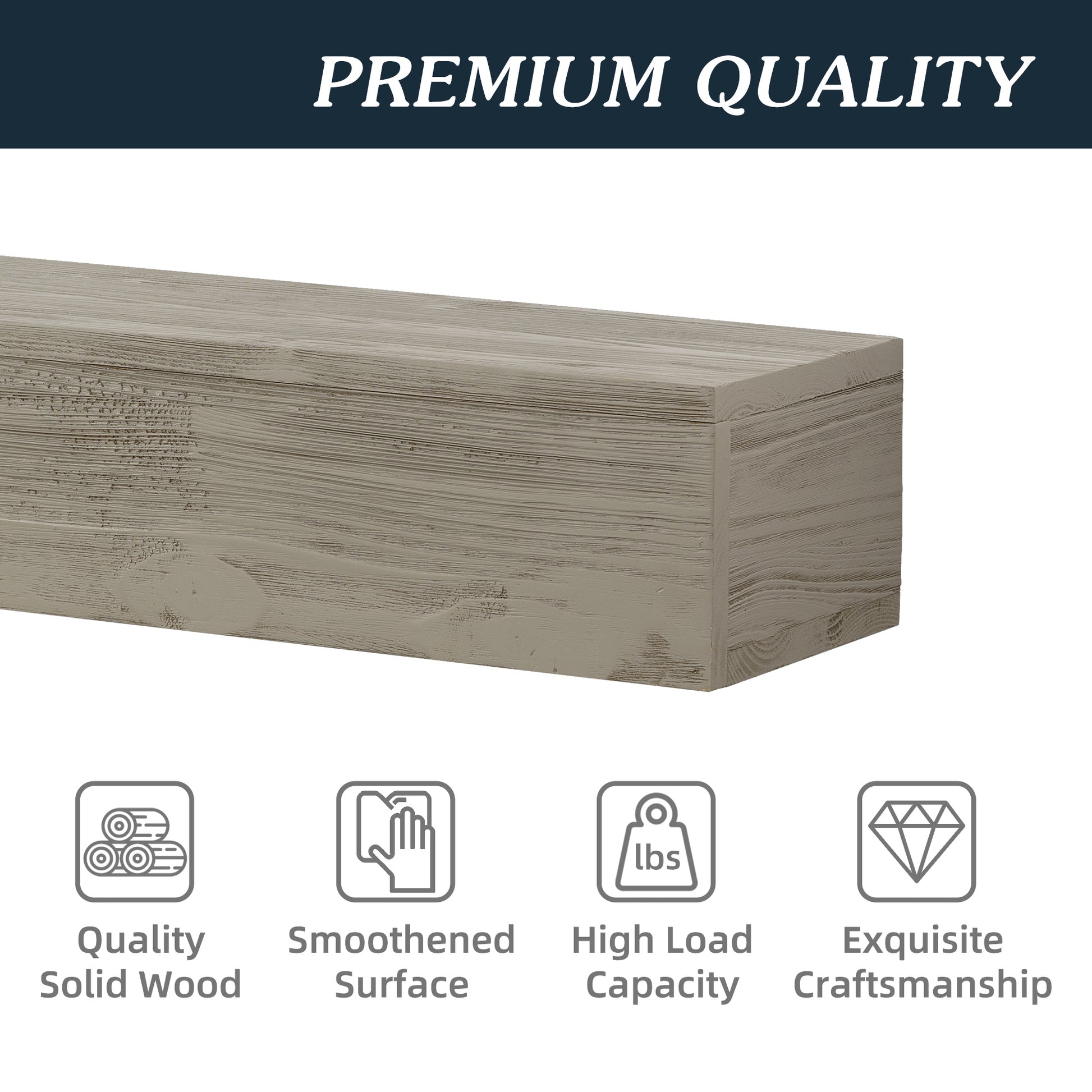 Textured grey wooden beam with visible grain