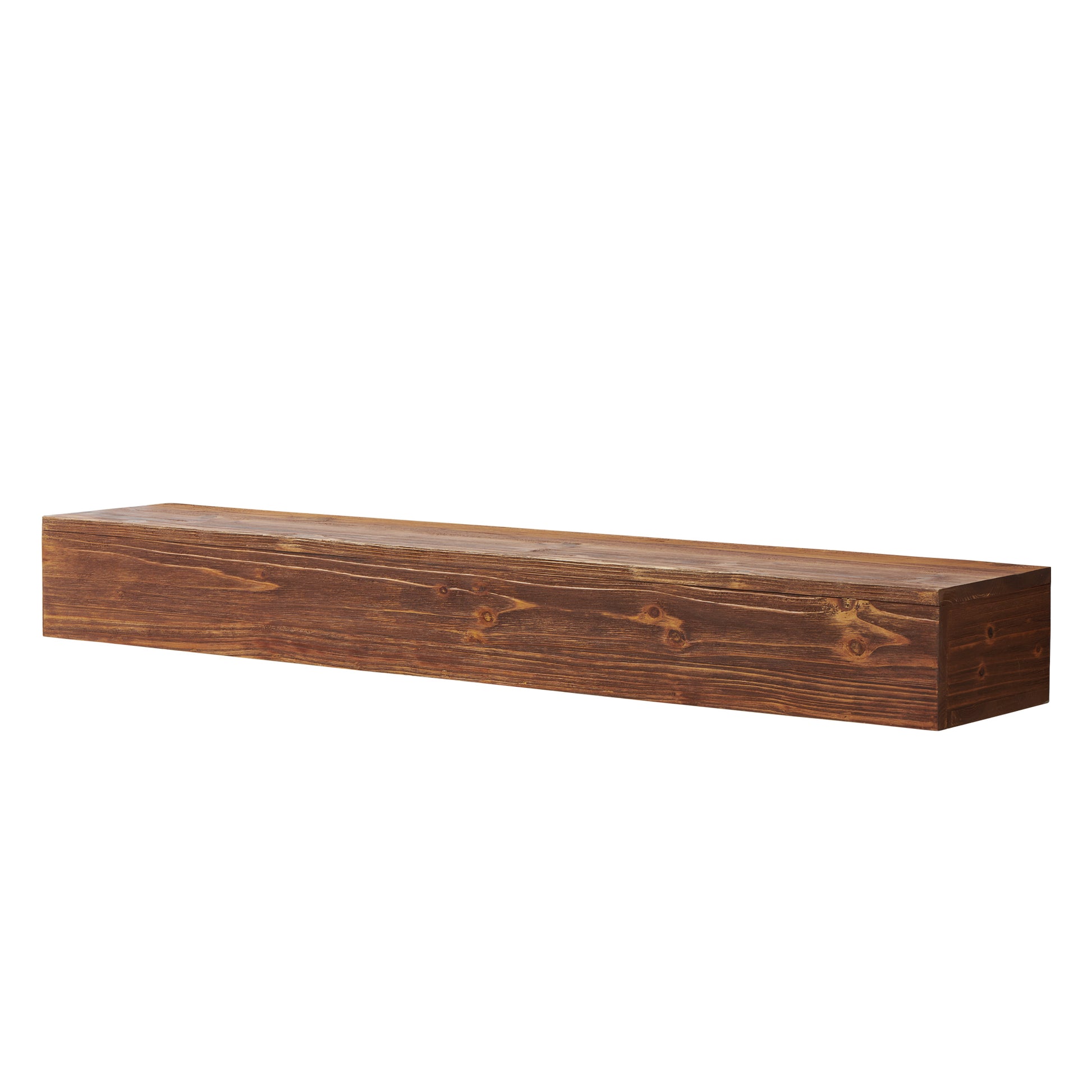 Rustic dark wood floating shelf