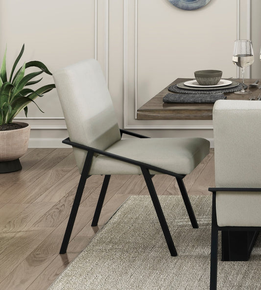 TREATLIFE HOME Enhance Dining Experience with Set of 2 Contemporary Side Chairs, Black Metal Base, Cream Upholstered for Comfort and Style