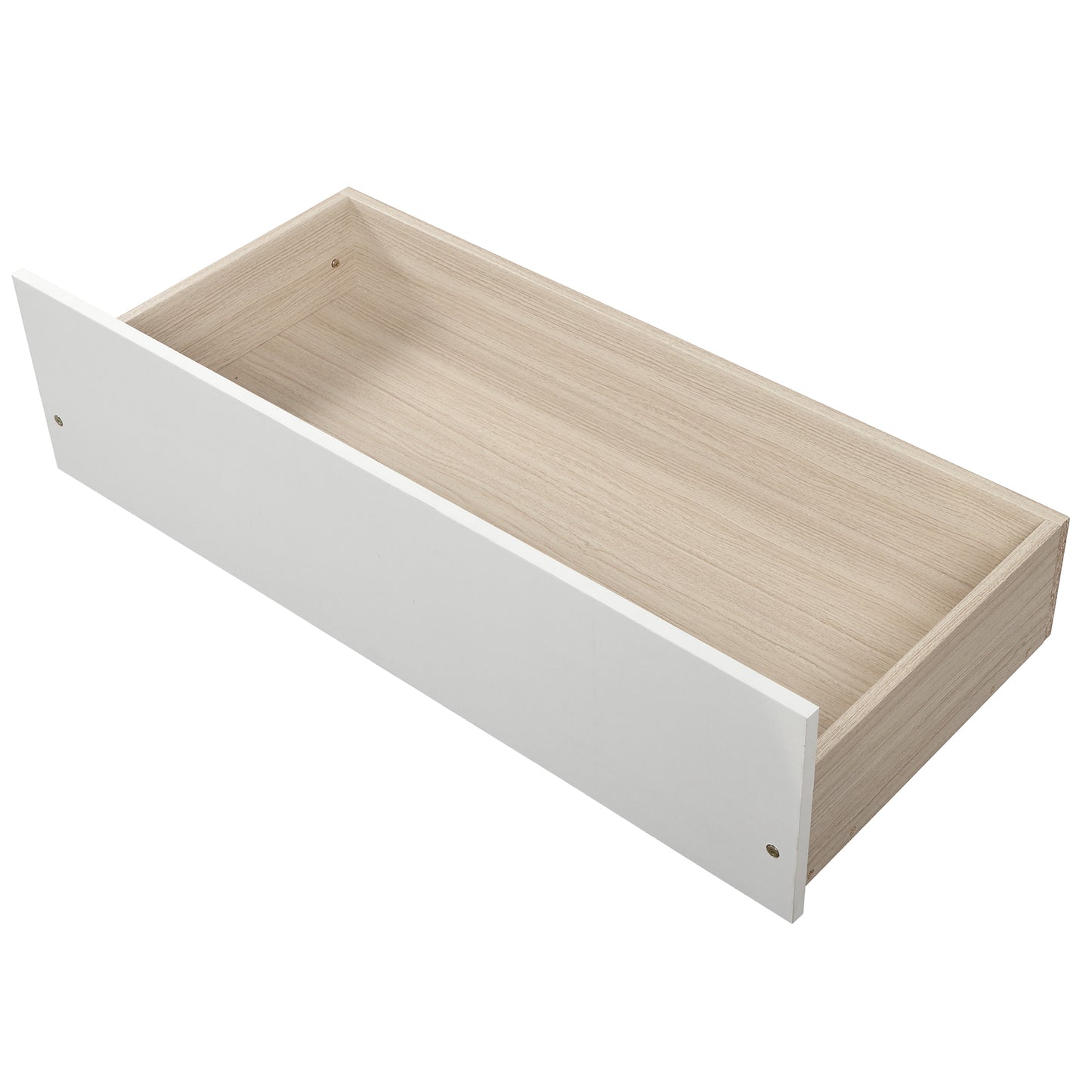 White and wood grain drawer box for bedroom furniture