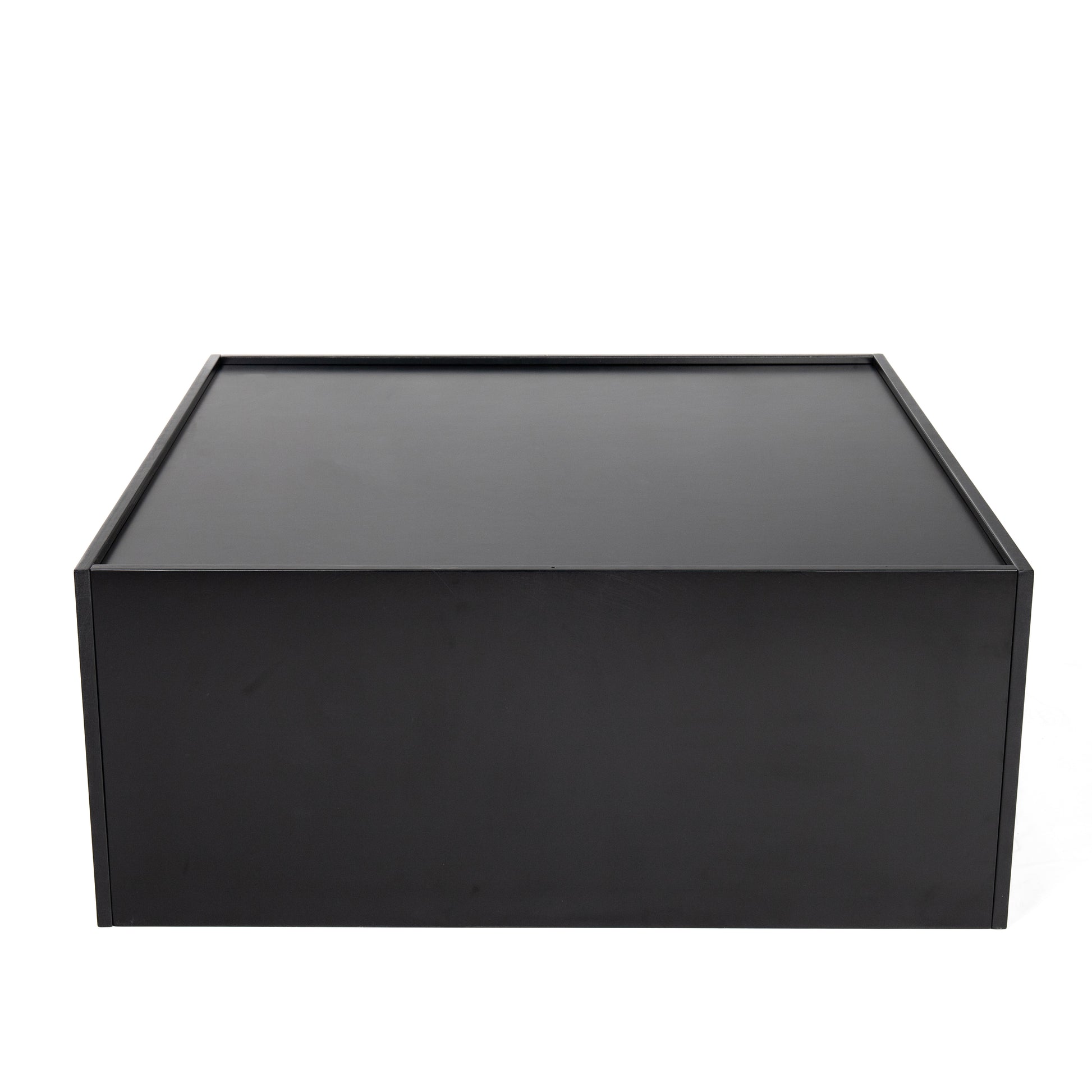 Sleek black modern coffee table with a minimalist design