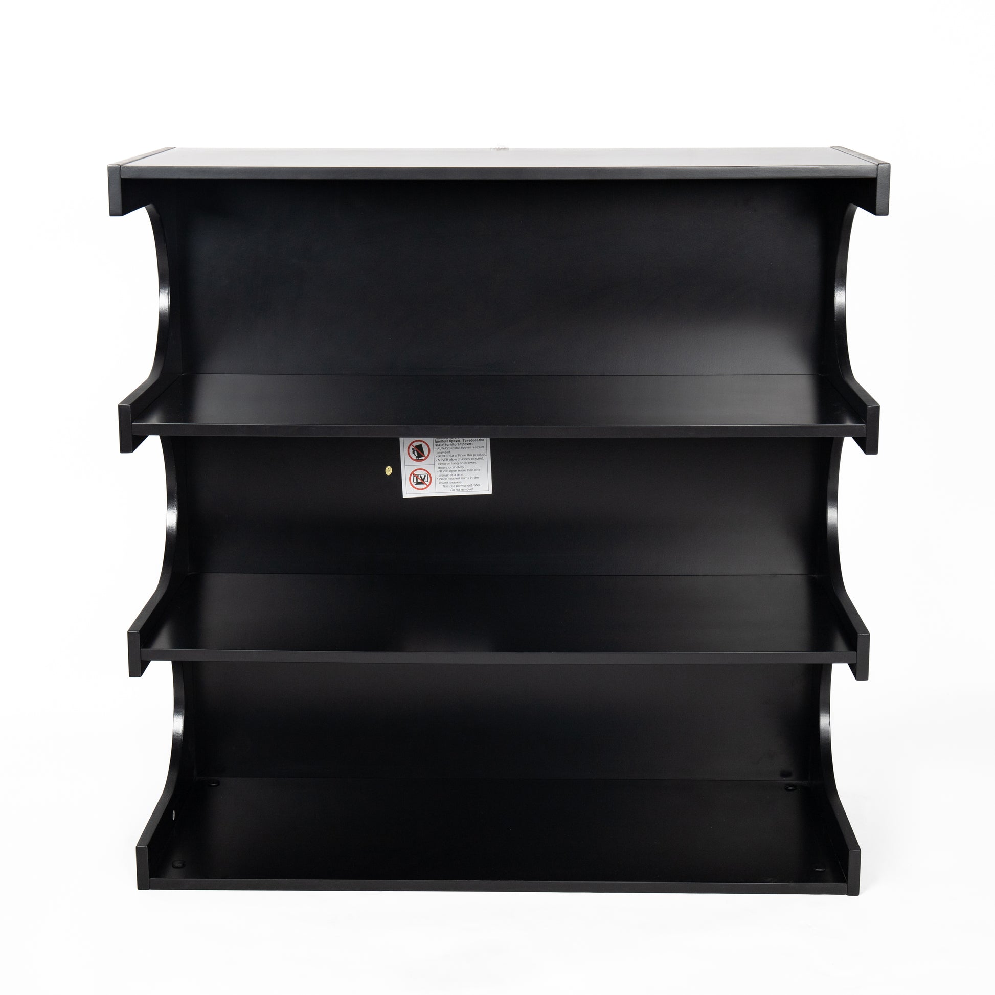 Black threetier wallmounted shelf