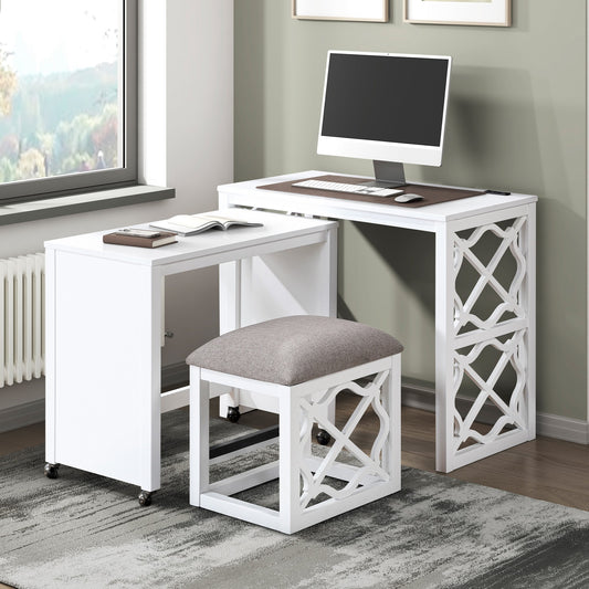 TREATLIFE HOME Versatile Desks and Stool Set for Enhanced Productivity, Mobile Design with Charging Ports for Modern Office Needs