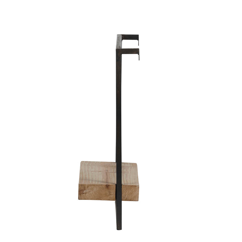 Modern metal and wood display stand with industrial design