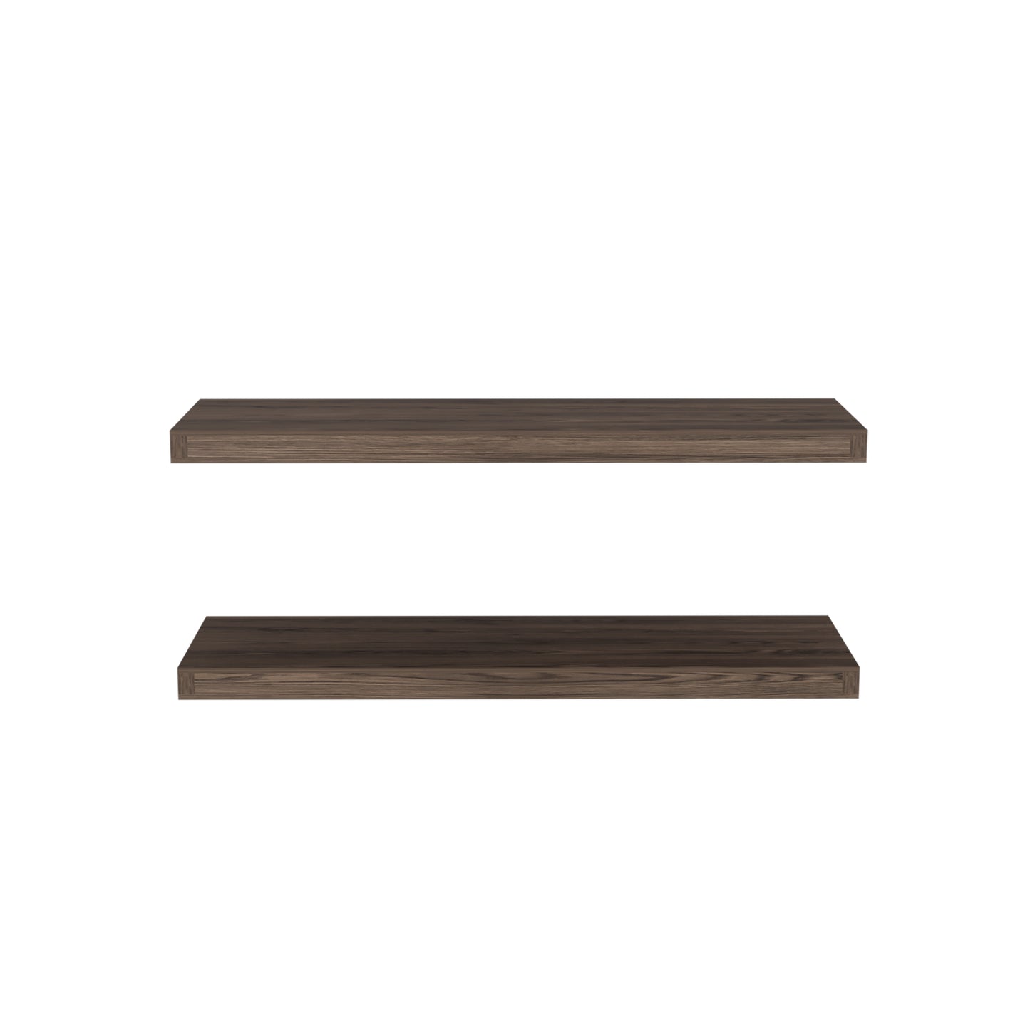 Dark walnut floating shelf with realistic wood grain texture