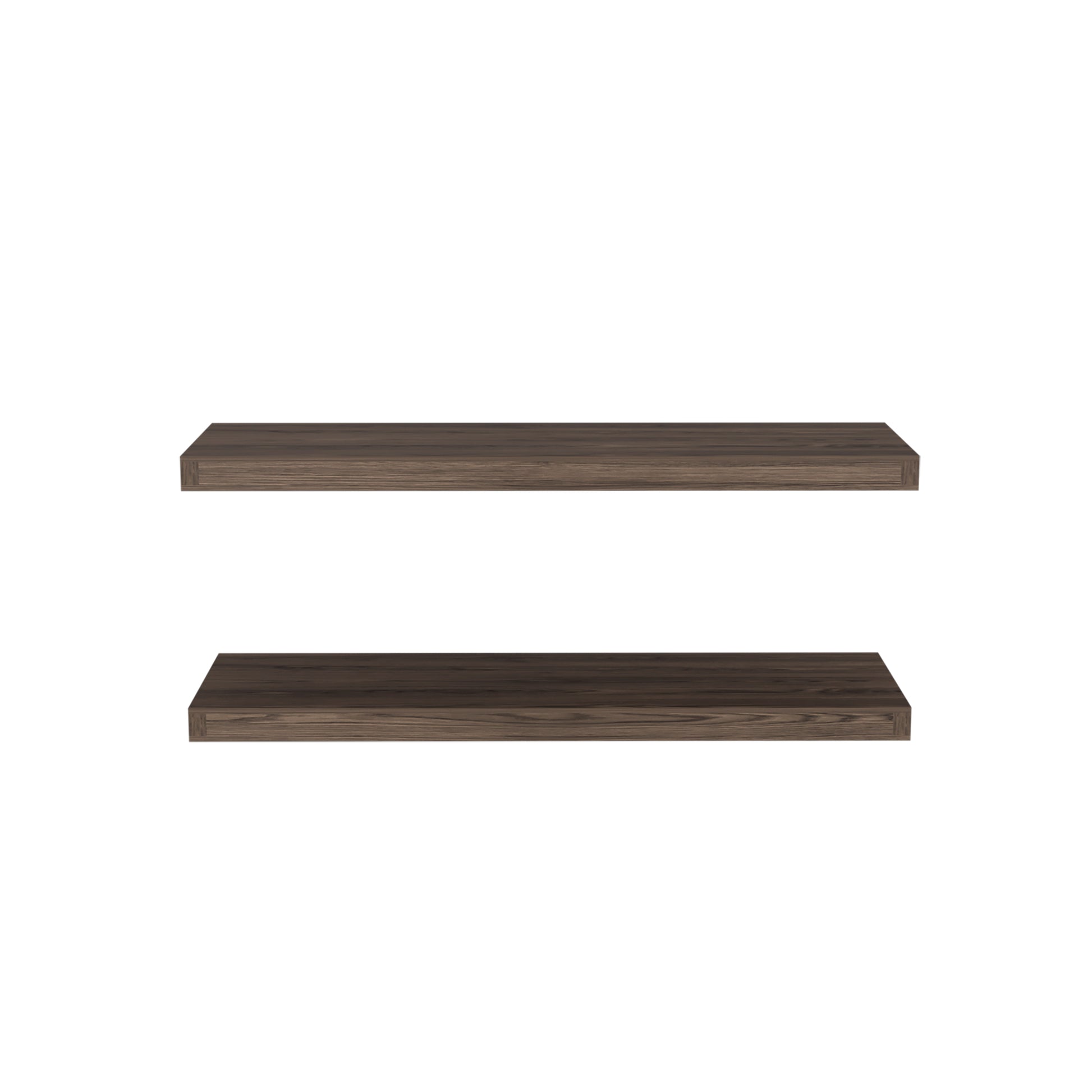 Dark walnut floating shelf with realistic wood grain texture