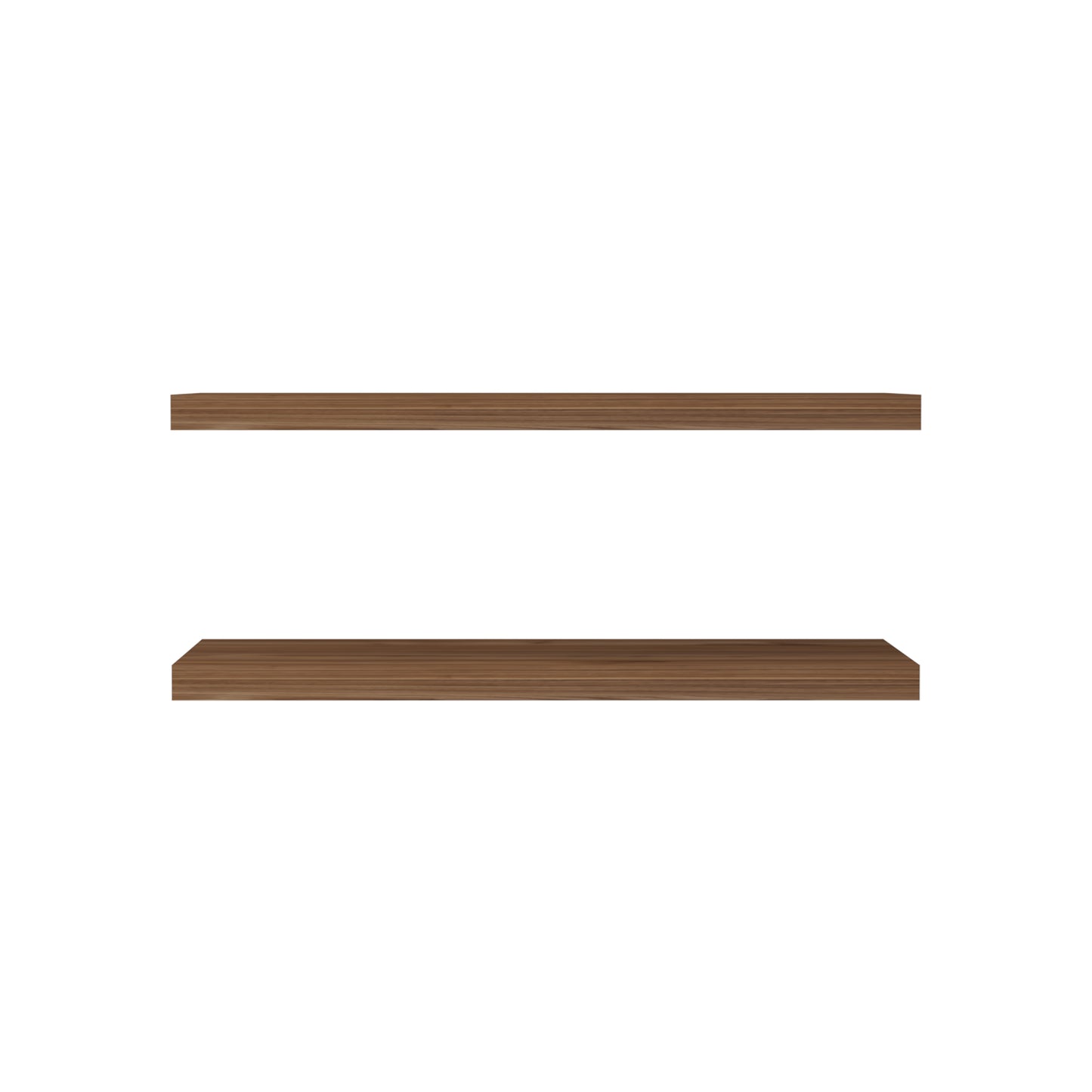Two modern dark wood floating shelves