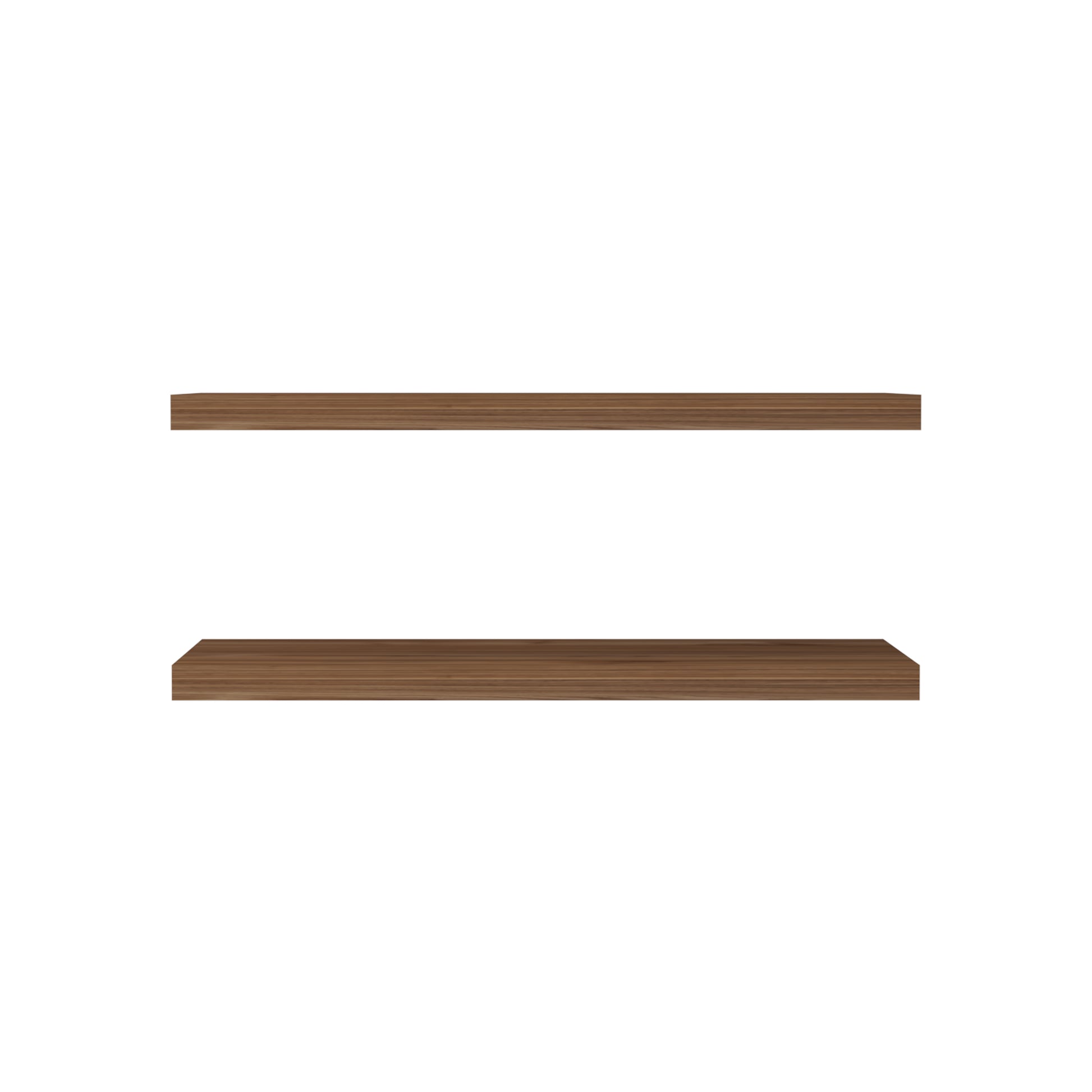 Two modern dark wood floating shelves