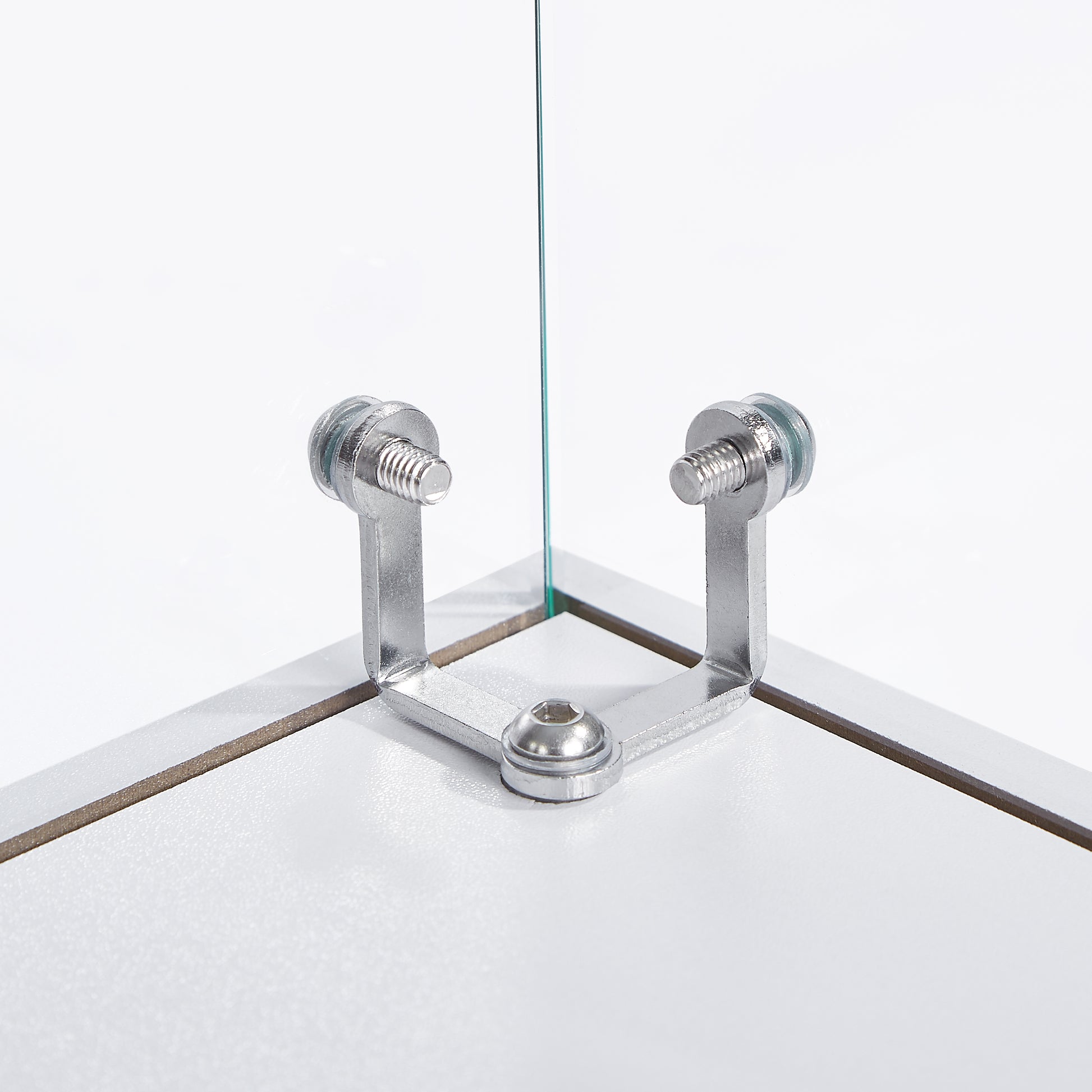 Chrome corner glass clamp with hex bolt