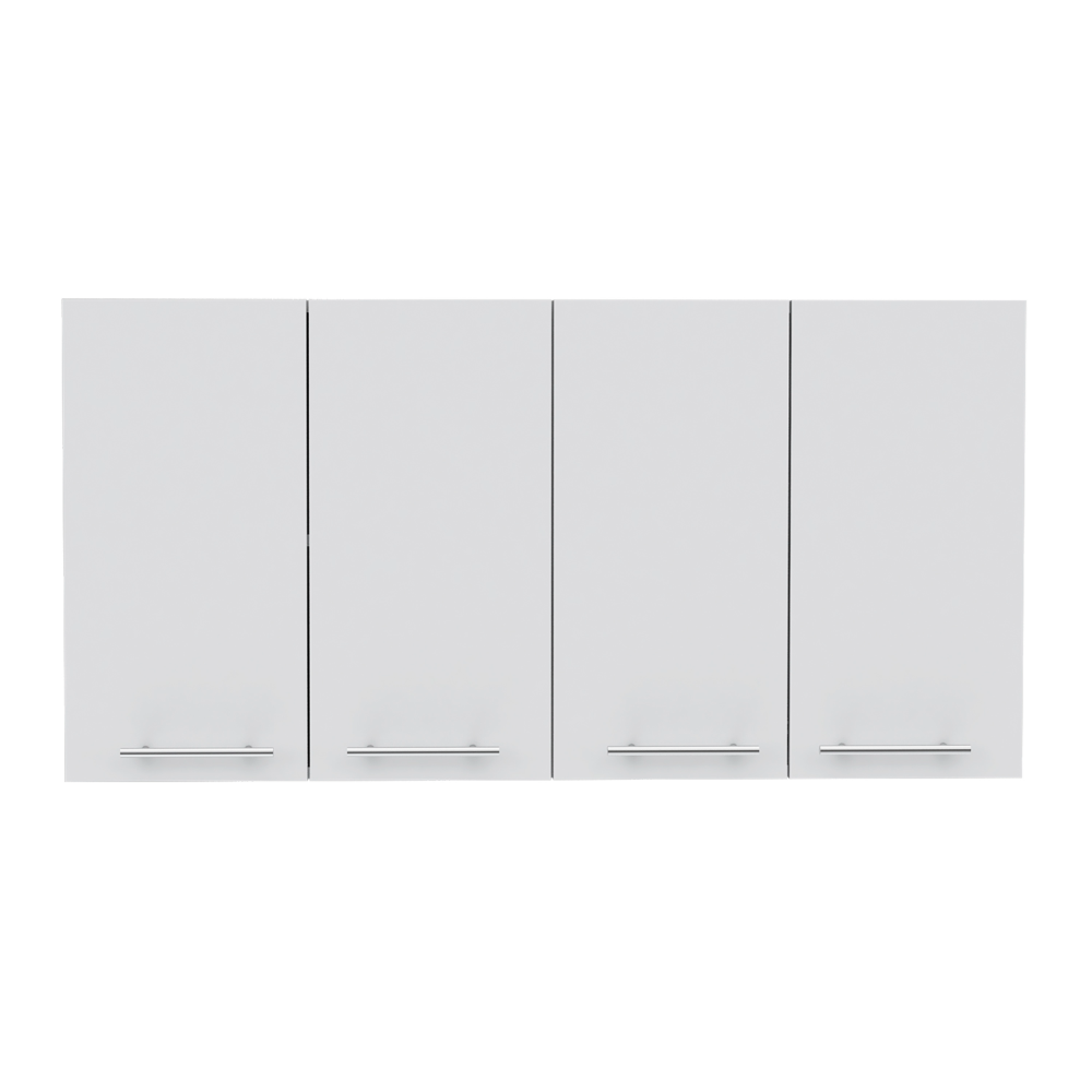 Modern white modular cabinets with sleek chrome handles