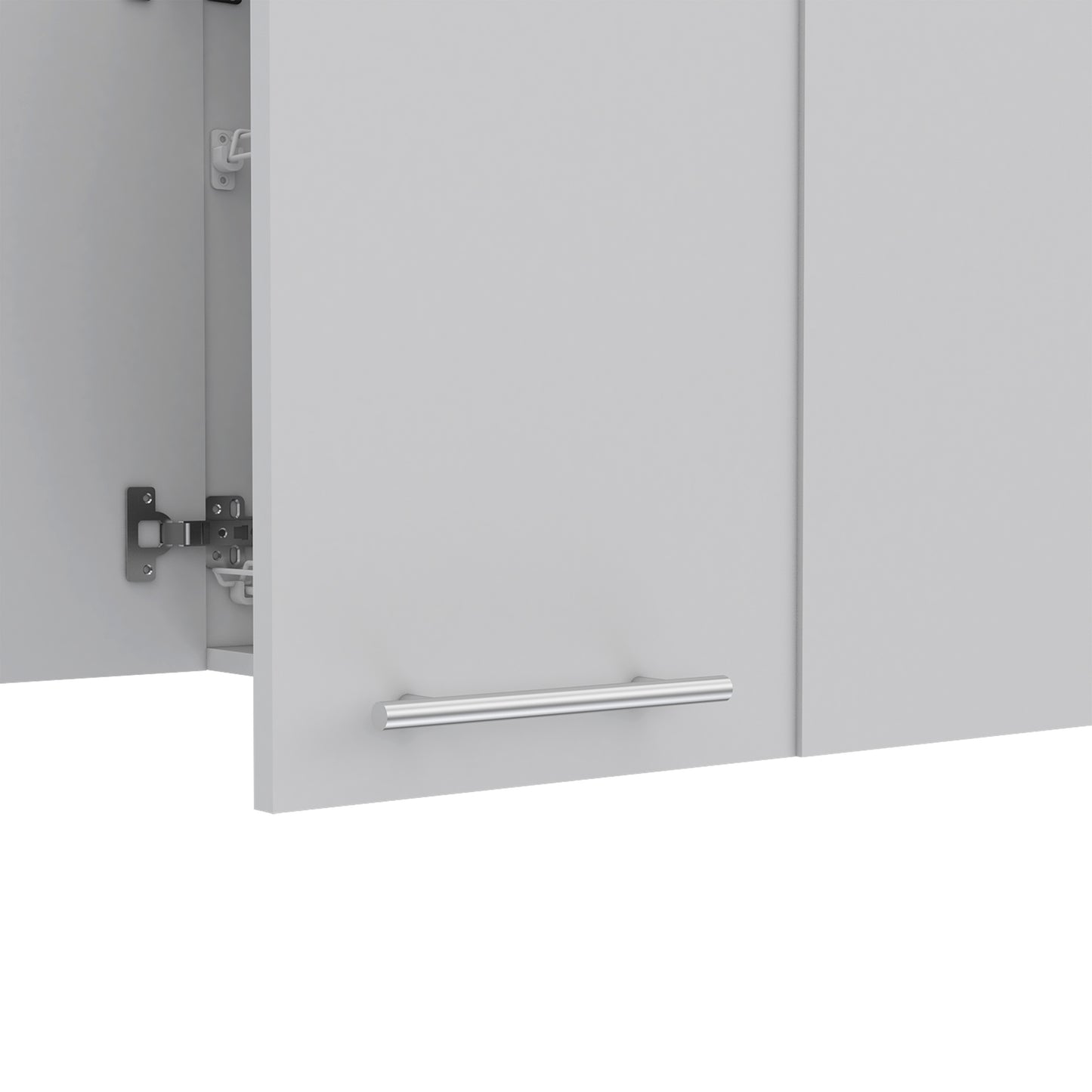Gray cabinet door with silver handle