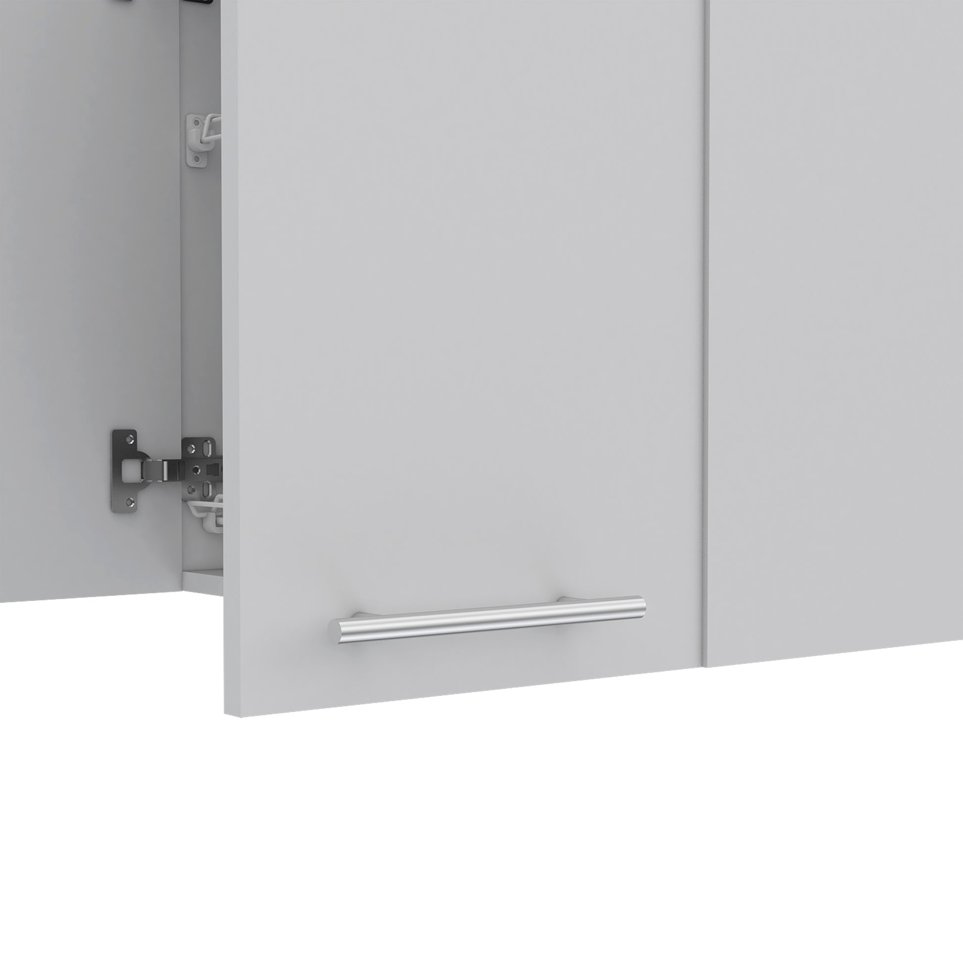 Gray cabinet door with silver handle