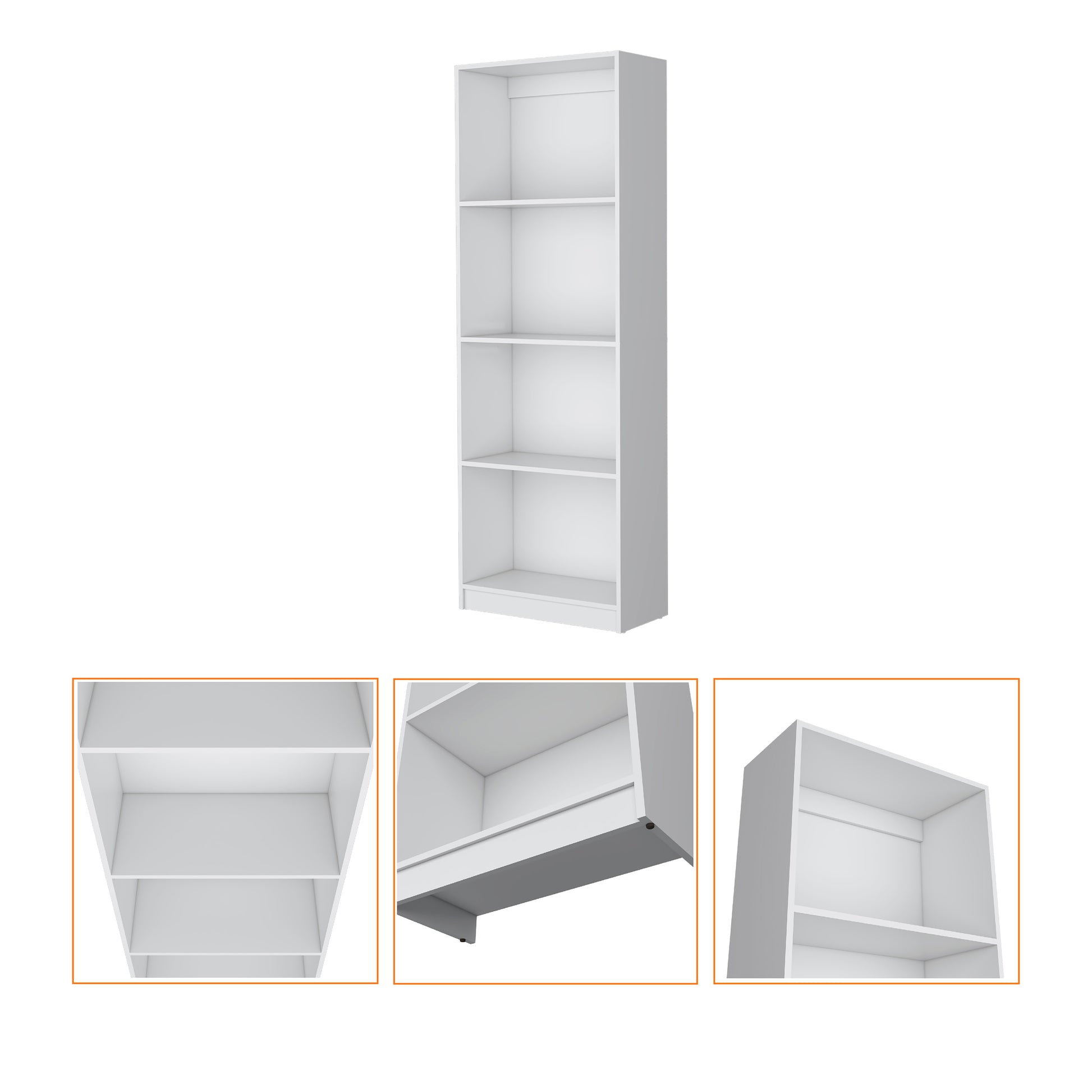 Tall white fourshelf bookcase
