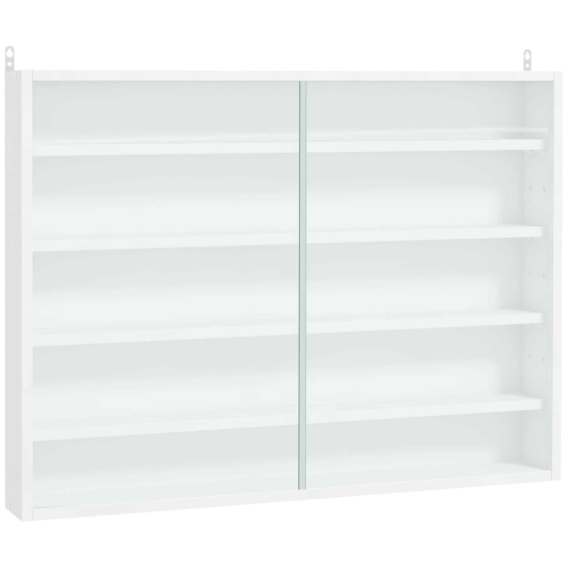 Modern white wallmounted bookcase with sliding doors