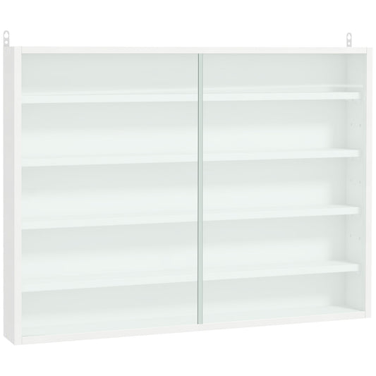 Modern white wallmounted bookcase with sliding doors