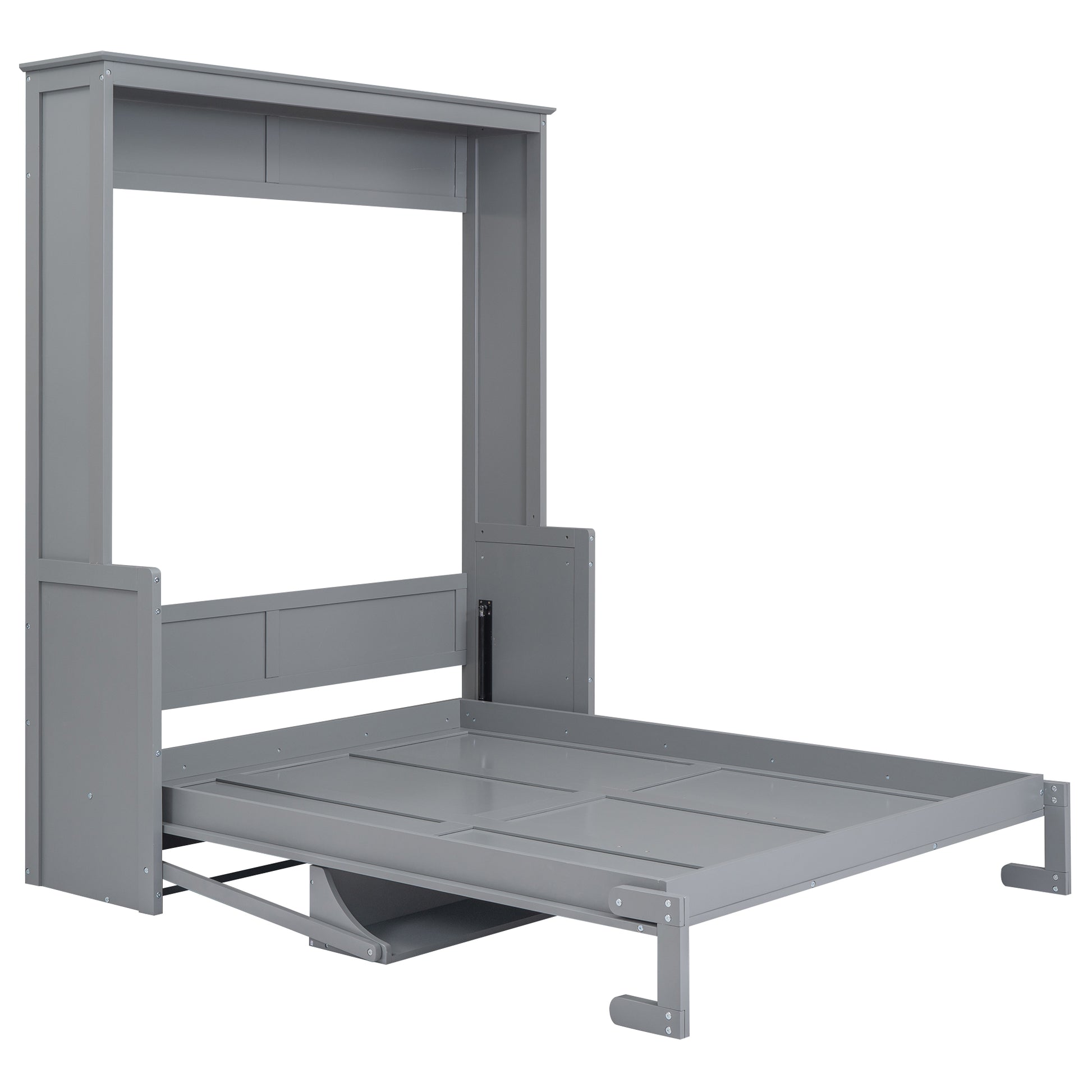 Gray Murphy bed frame with open mattress support