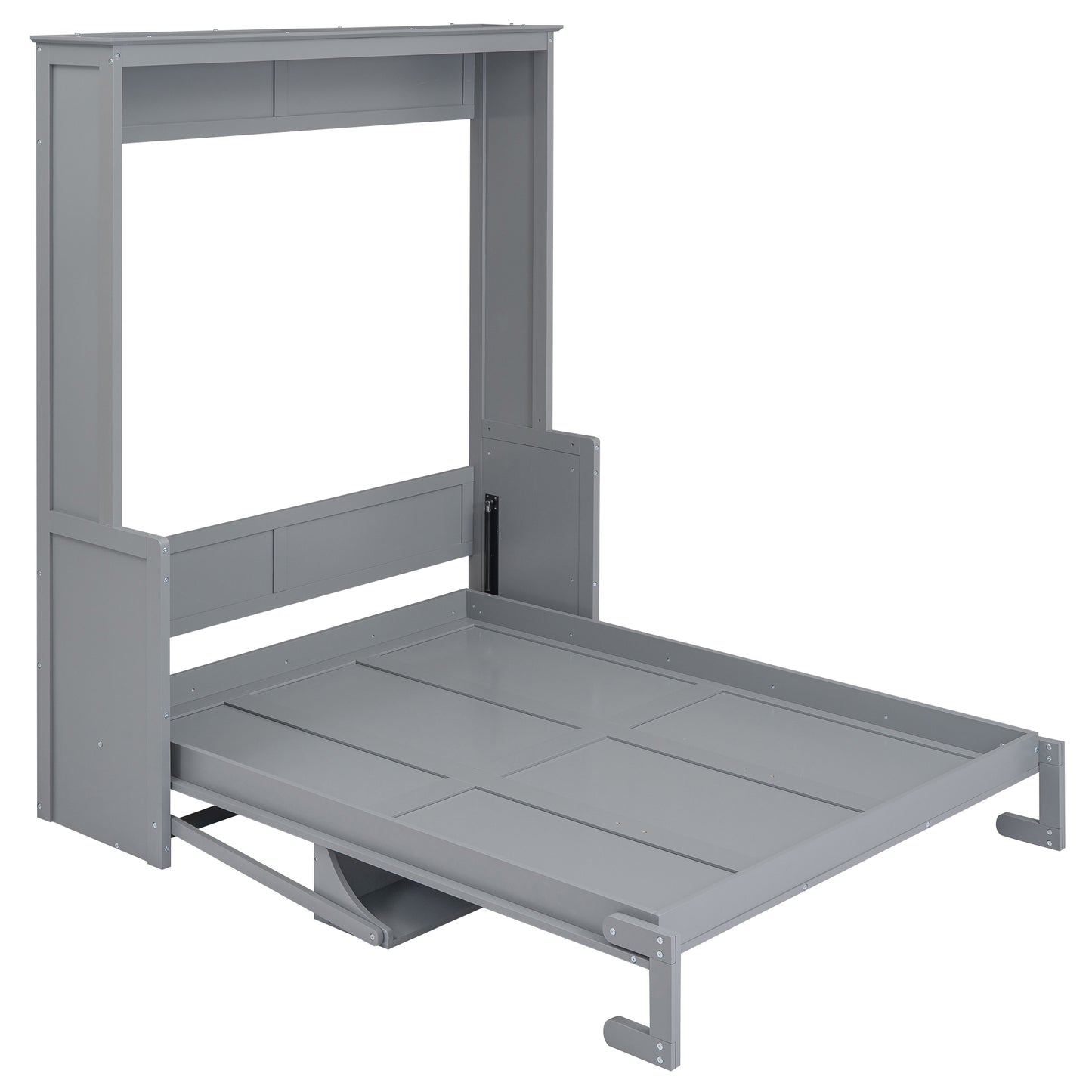 Gray wall bed frame with mattress platform extended