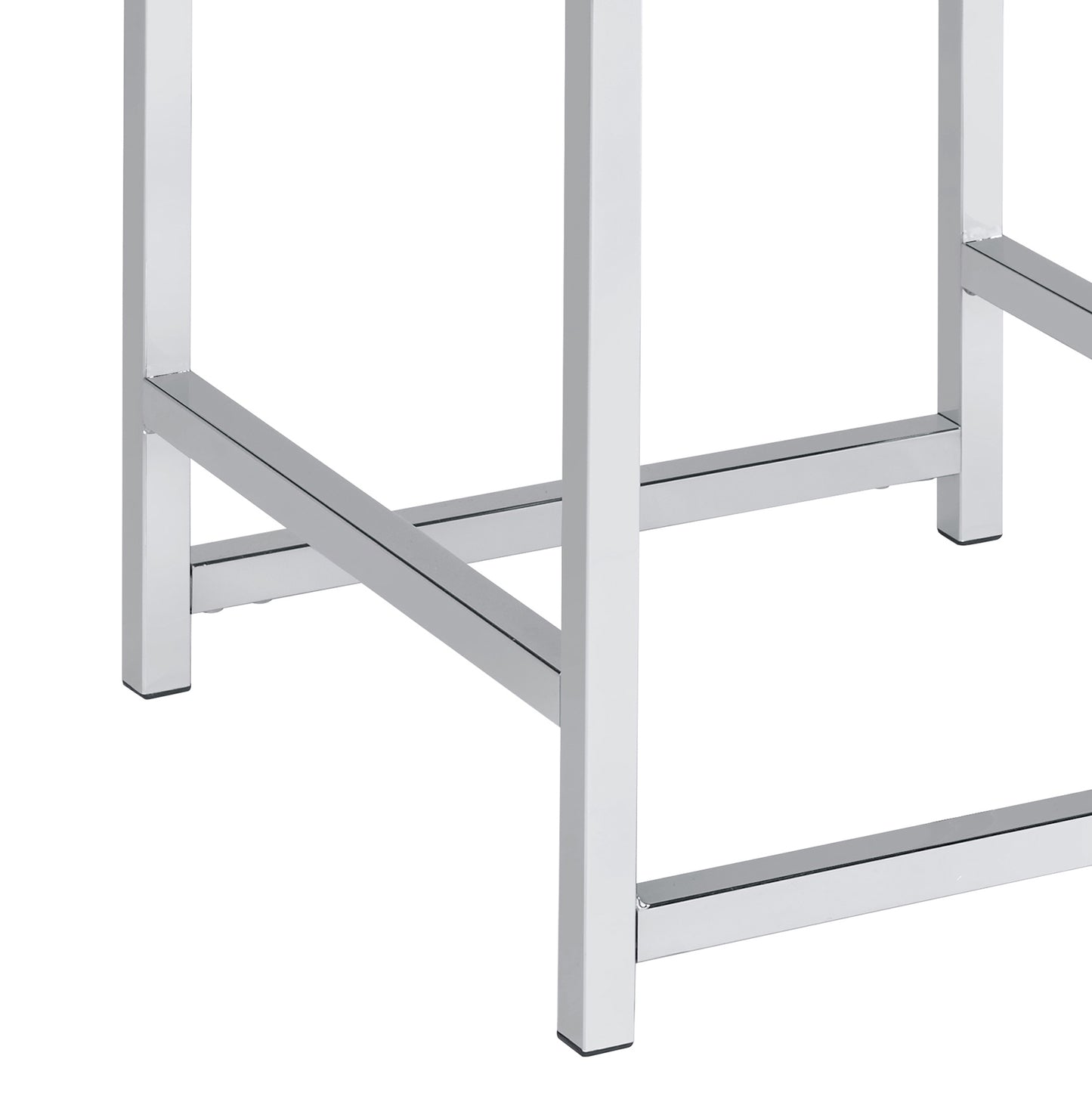 Shiny chrome metal legs with intersecting support bars