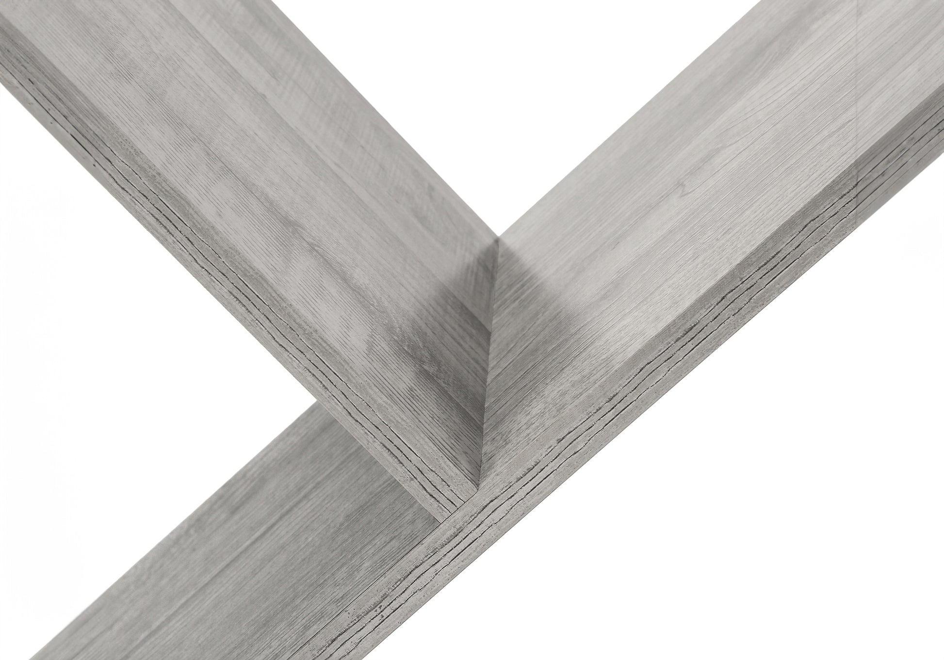 Closeup of distressed gray wood grain texture on shelf