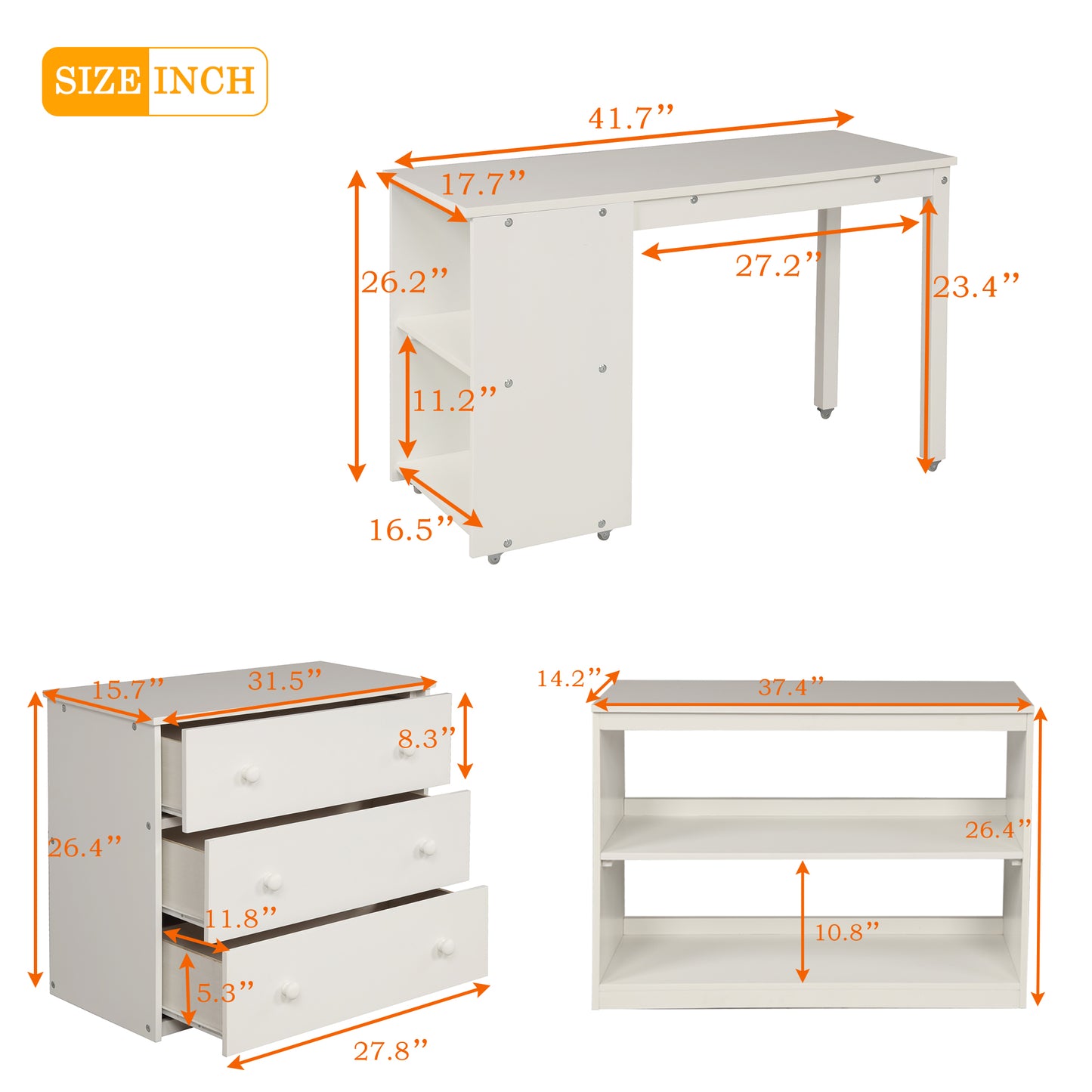 White drawer chest dimensions W x D x H