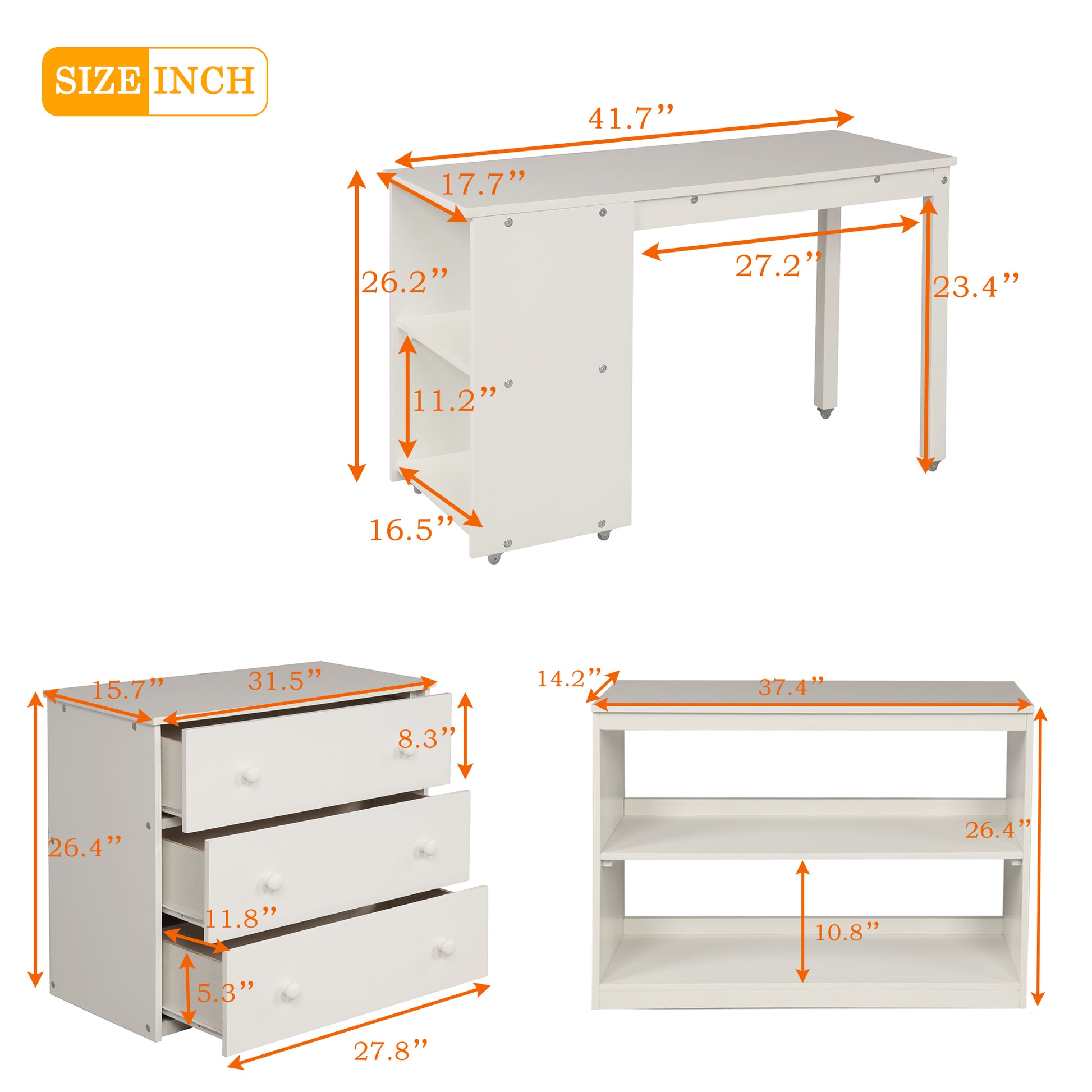 White drawer chest dimensions W x D x H