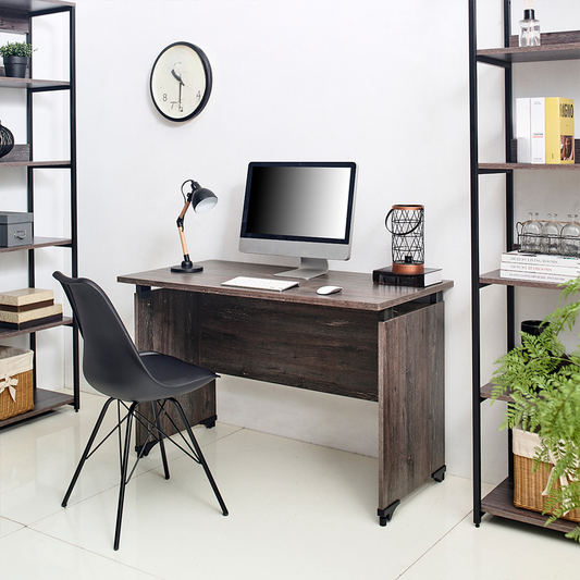 Dark wood computer desk with modern design