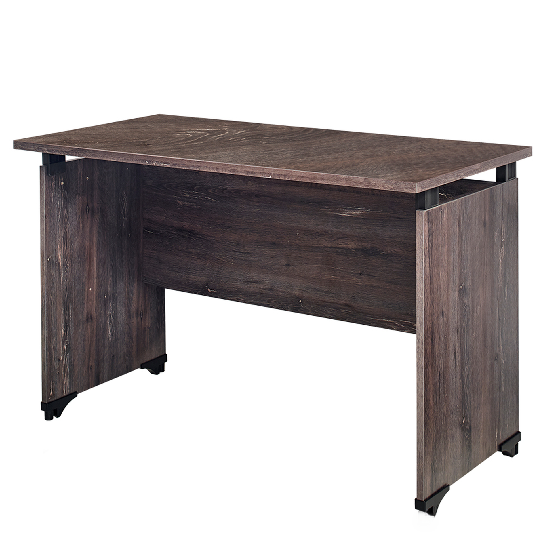 Dark wood office desk with metal legs