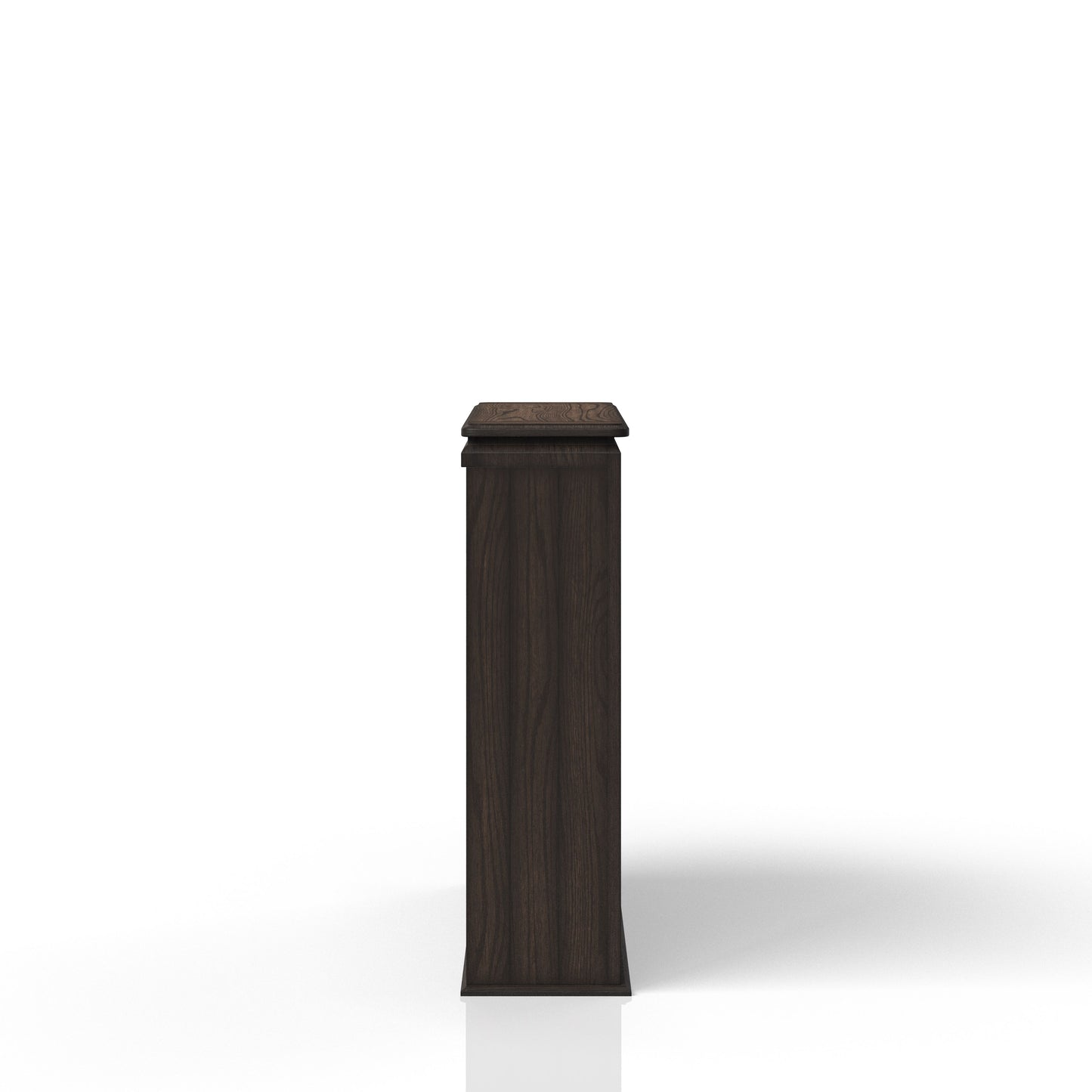 Dark wood pedestal with decorative top edge