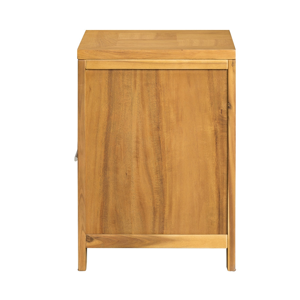 Solid wood nightstand with natural grain