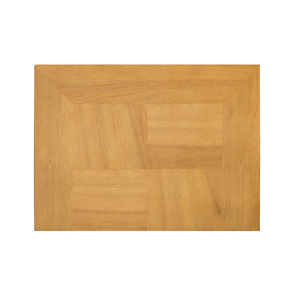 Natural oak wood tabletop with parquet inlay design