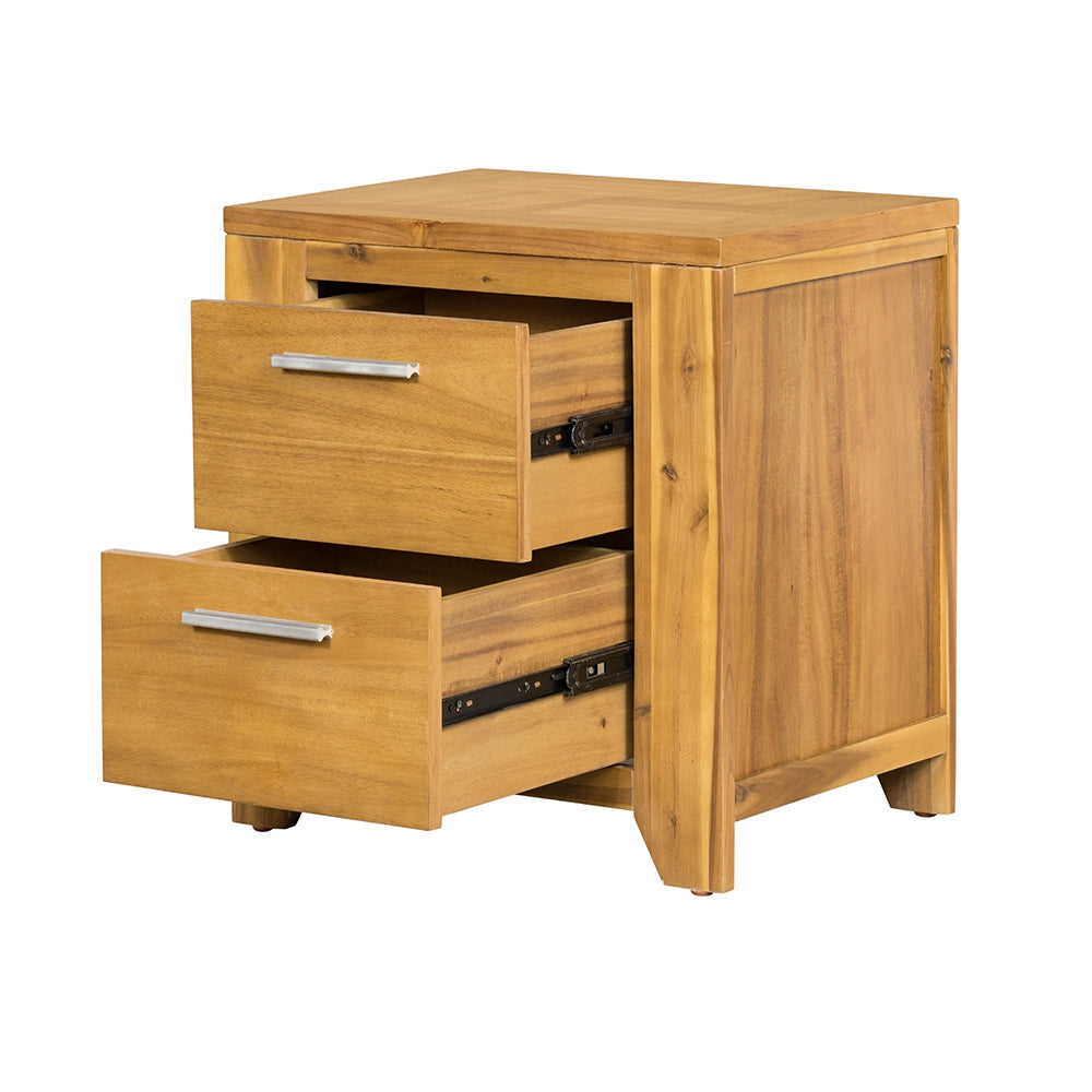 Solid wood nightstand with two drawers