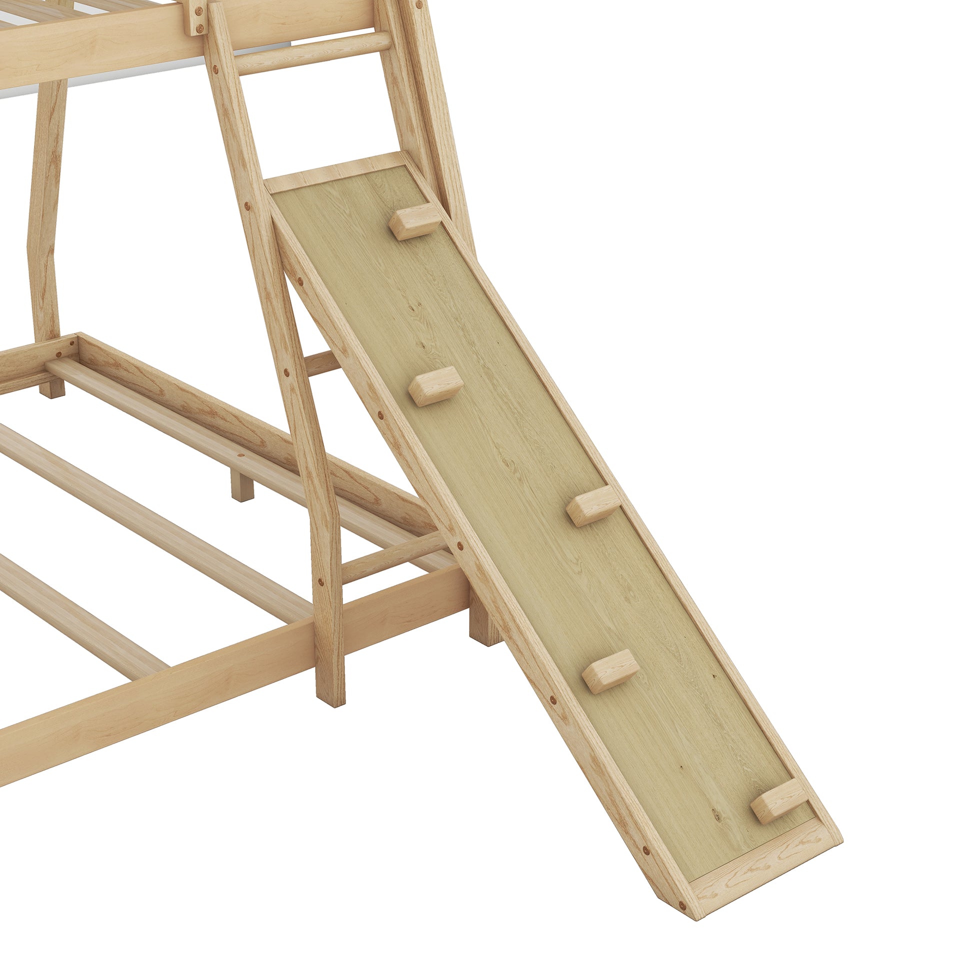 Wooden loft bed slide with climbing grips