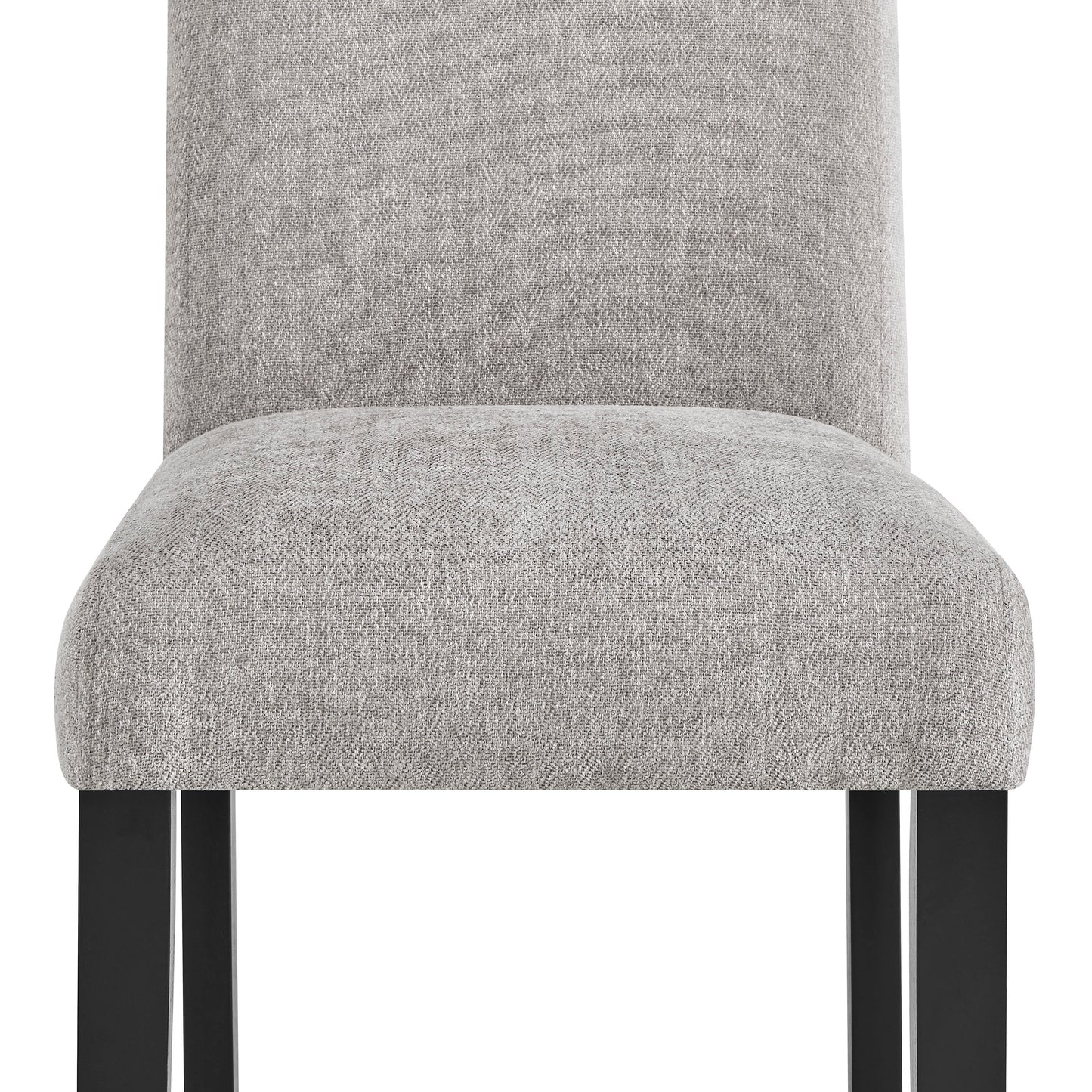 Textured grey fabric dining chair with black legs