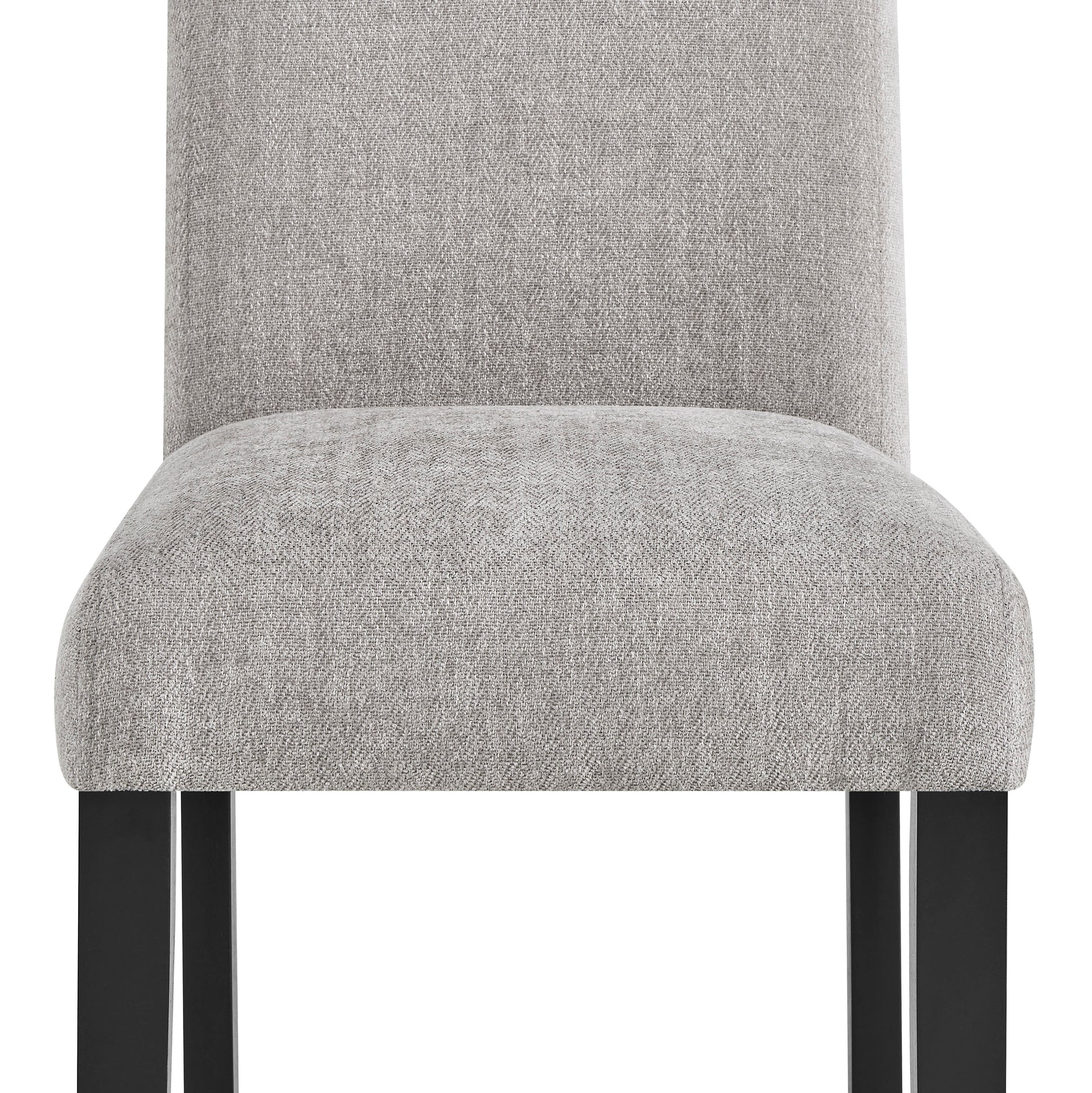 Textured grey fabric dining chair with black legs