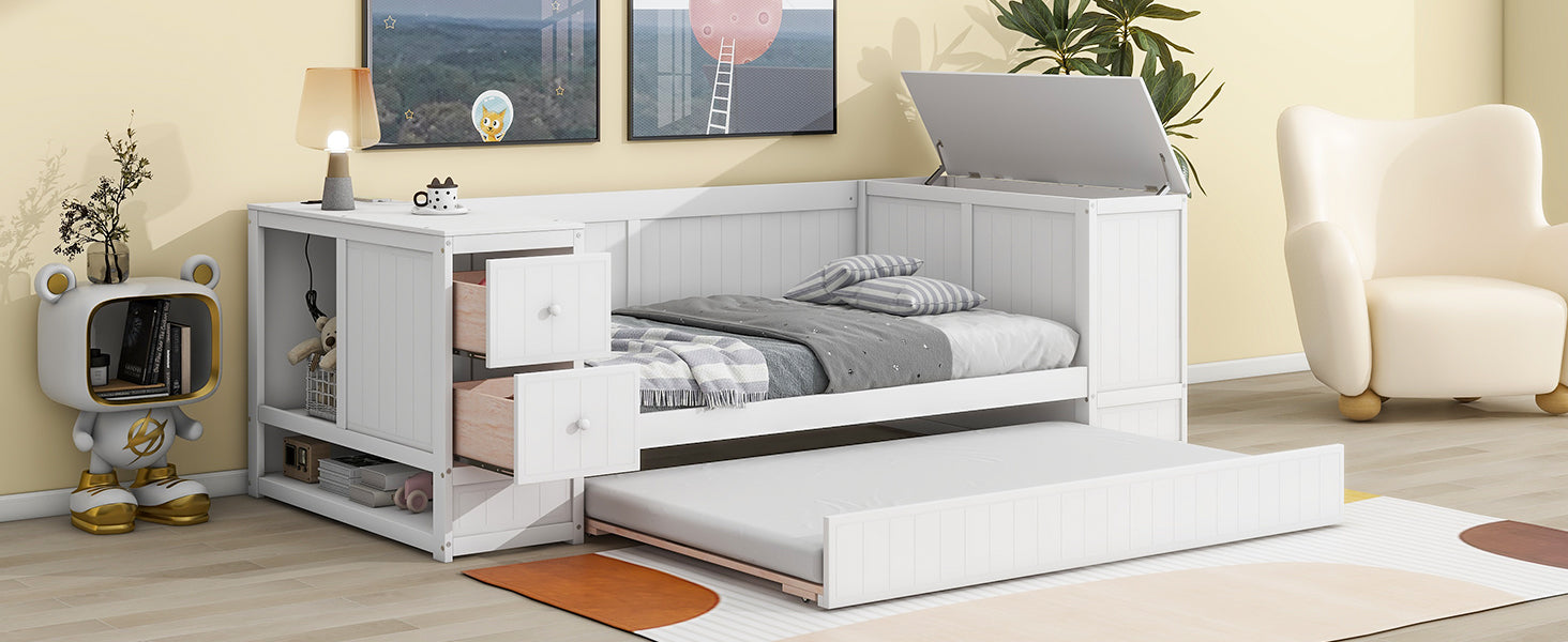 White twin daybed with pullout trundle