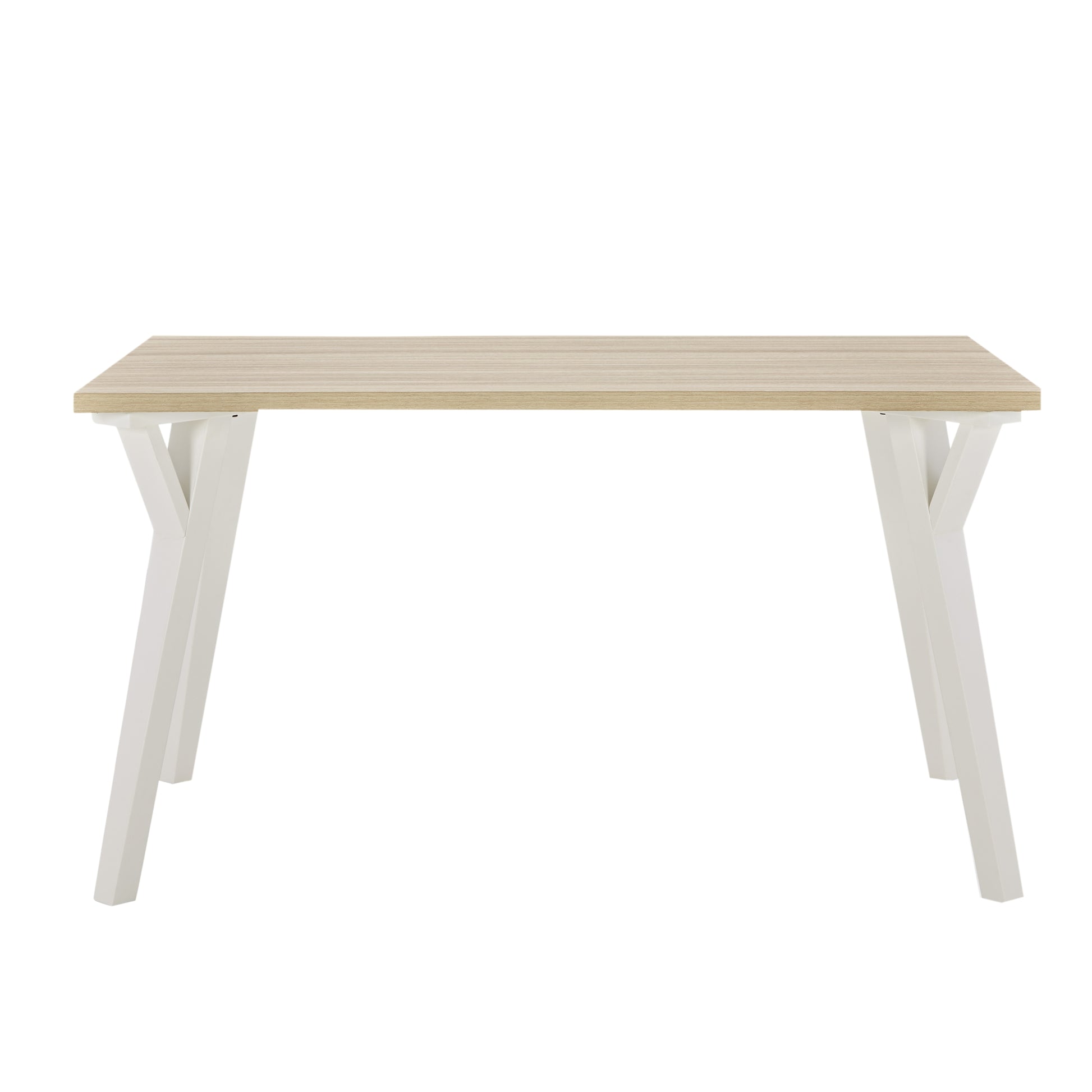 Light oak veneer tabletop with white angled legs modern writing desk