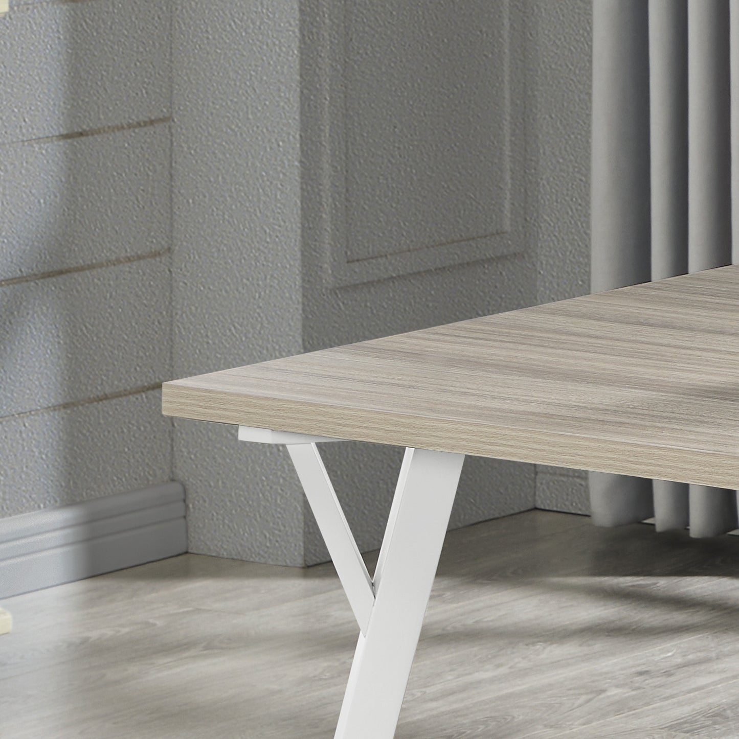 Modern wooden desk with white Vshaped legs