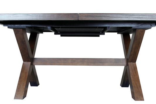 TREATLIFE HOME Trestle Dining Table with Extendable Leaf, Solid Wood Construction, Vintage Design, Dark Brown